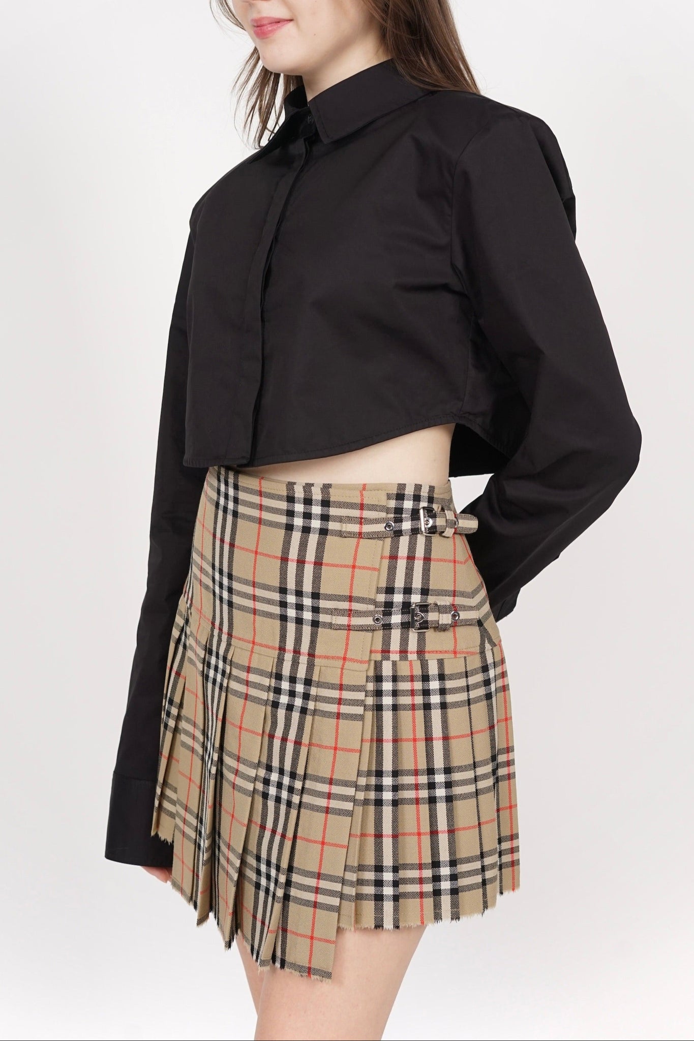 Burberry Nova Pleated Skirt in Beige Checks Size 40 (Brand New)