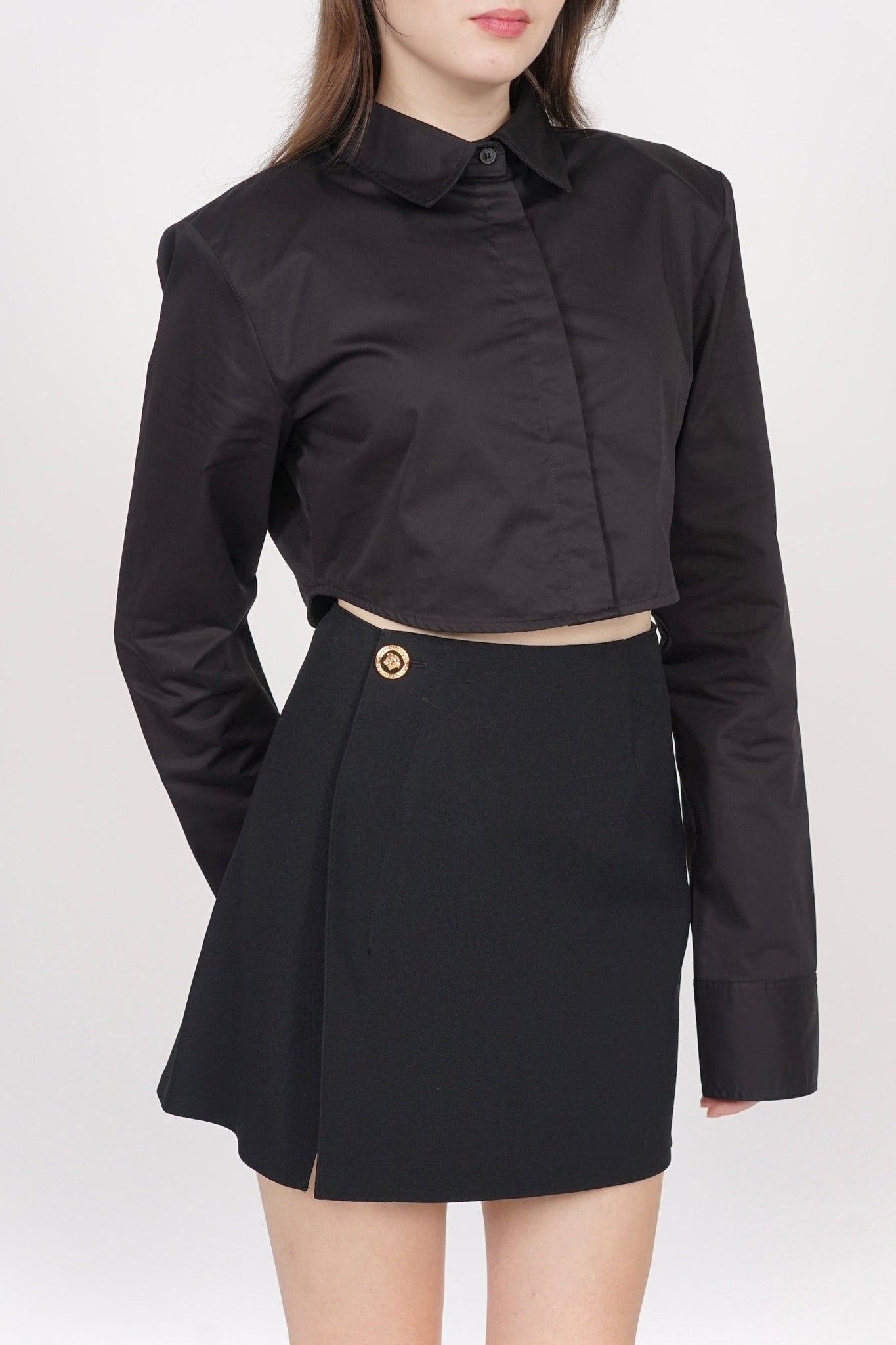 Versace 2-Way Button Skirt in Black Size 40 (Brand New)