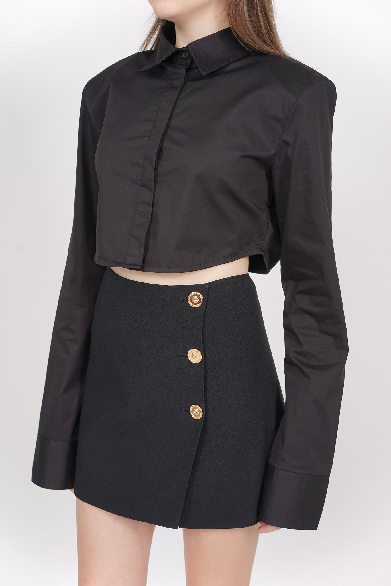 Versace 2-Way Button Skirt in Black Size 40 (Brand New)