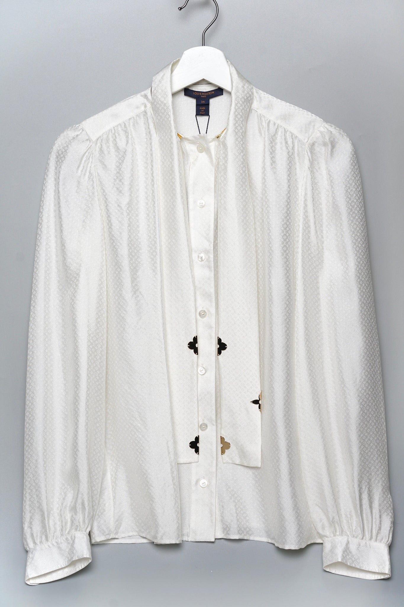 Louis Vuitton Night Lavaliere Blouse in Off White Size 34 (Brand New)