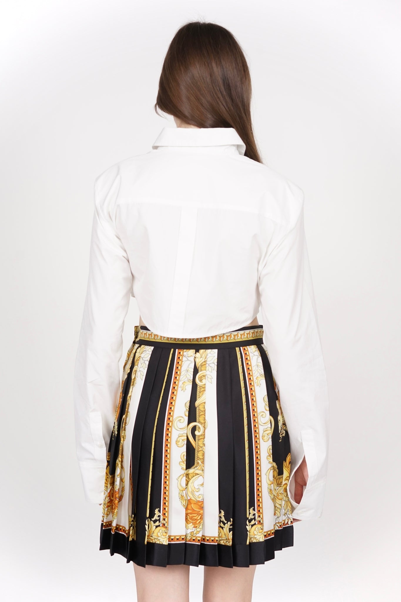 Versace Pleated Skirt in Yellow/White/Black Size 40 (Brand New)