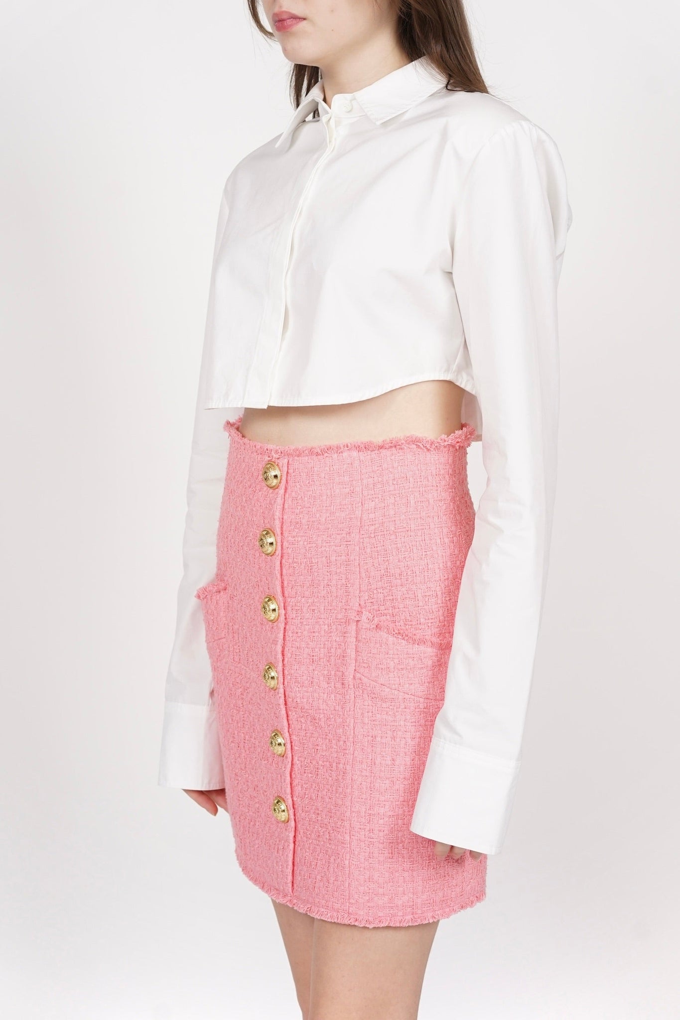 Balmain Tweed Skirt in Rose Size 38 (Brand New)