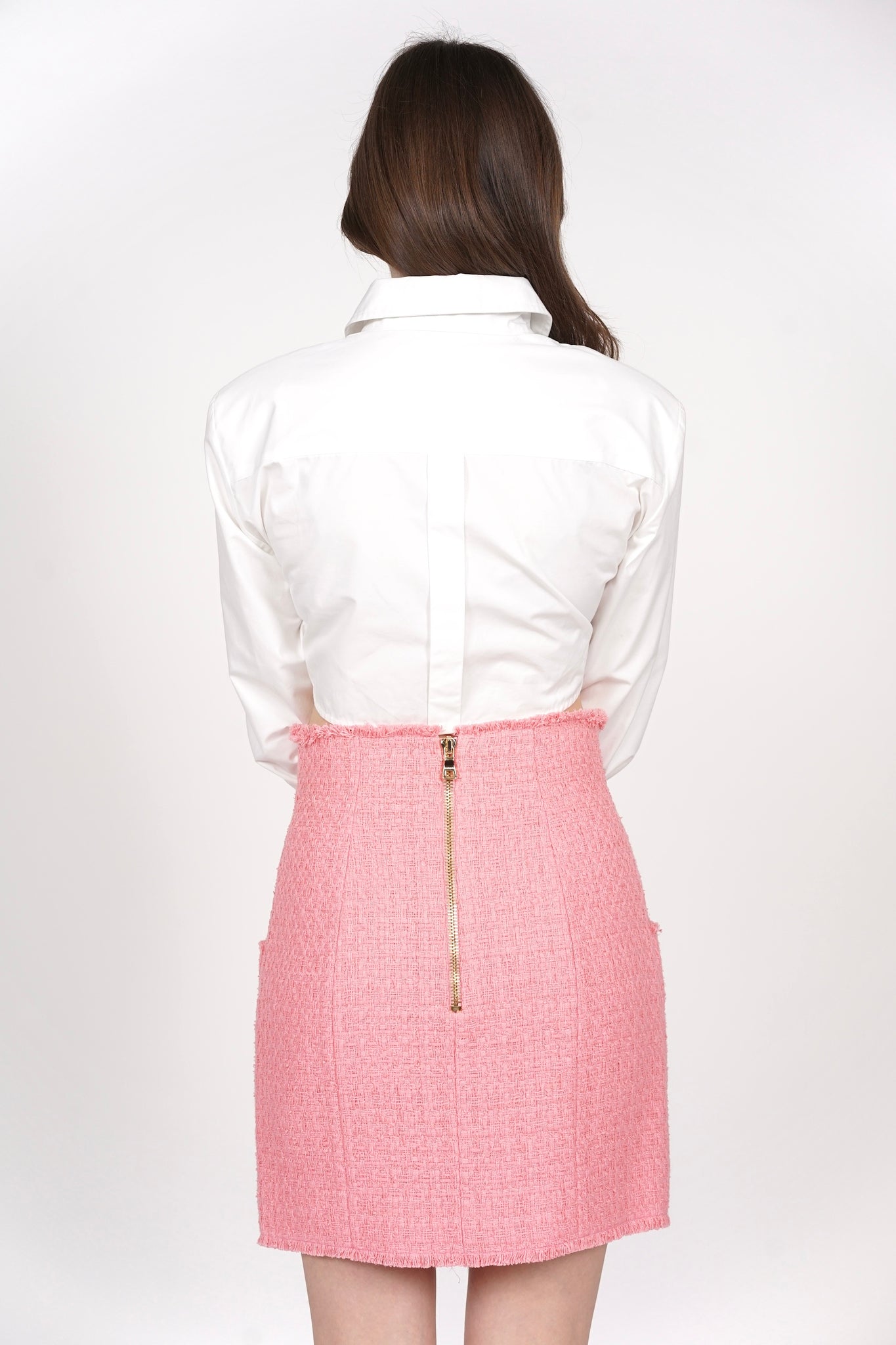 Balmain Tweed Skirt in Rose Size 38 (Brand New)
