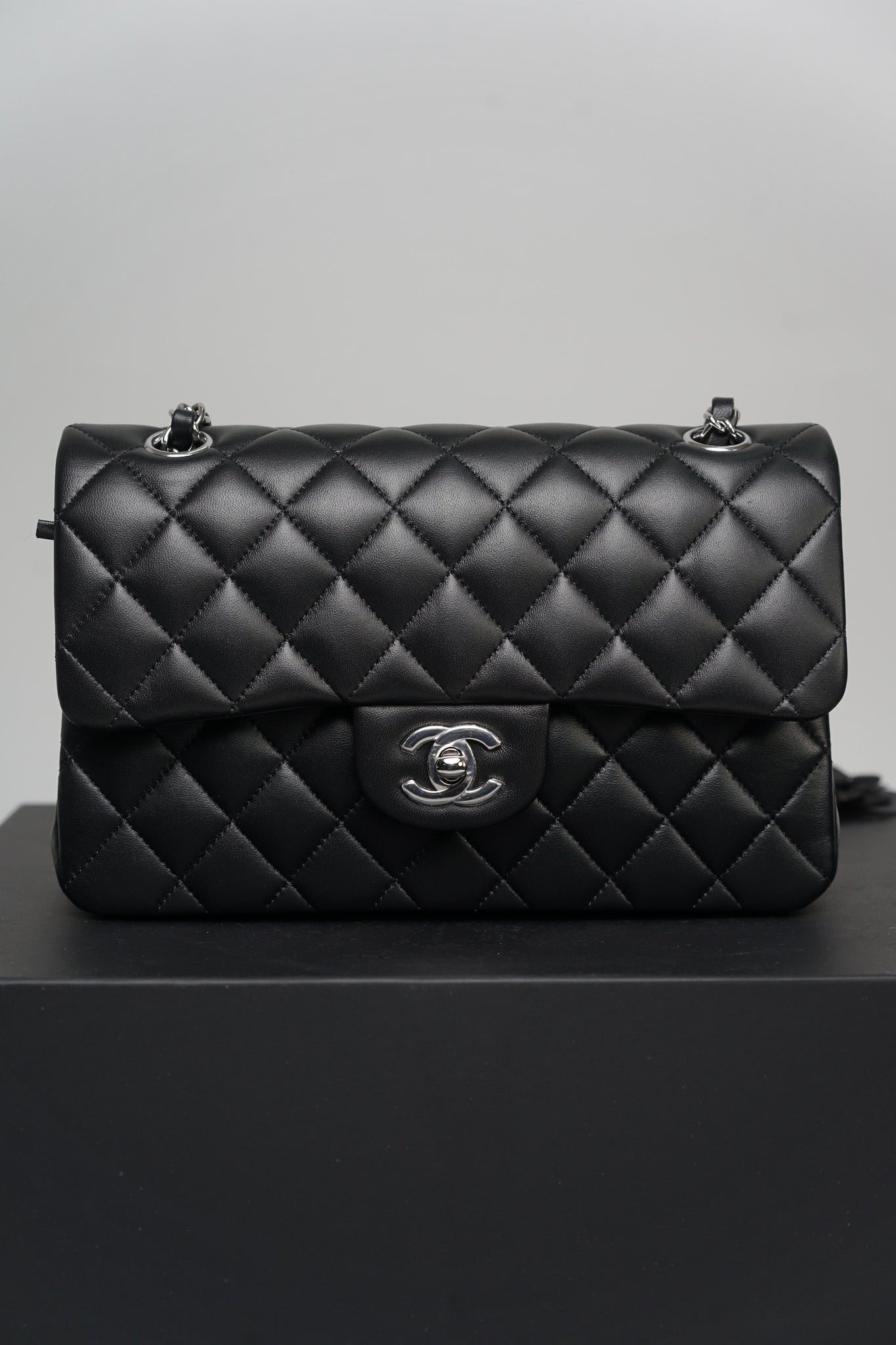 Chanel Small Classic Double Flap in Black Lambskin Shw (Brand New)