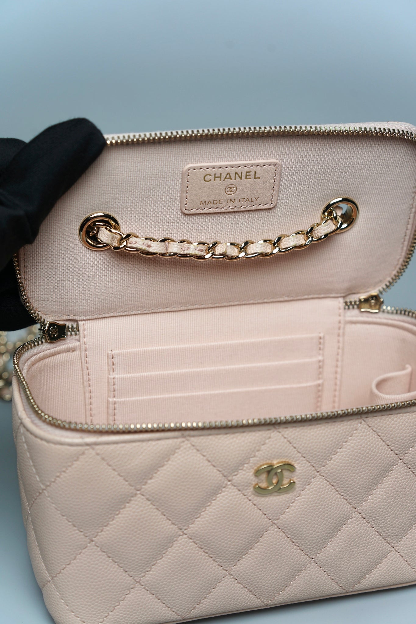 Chanel Mini Vanity Case in Beige Claire Caviar Lghw