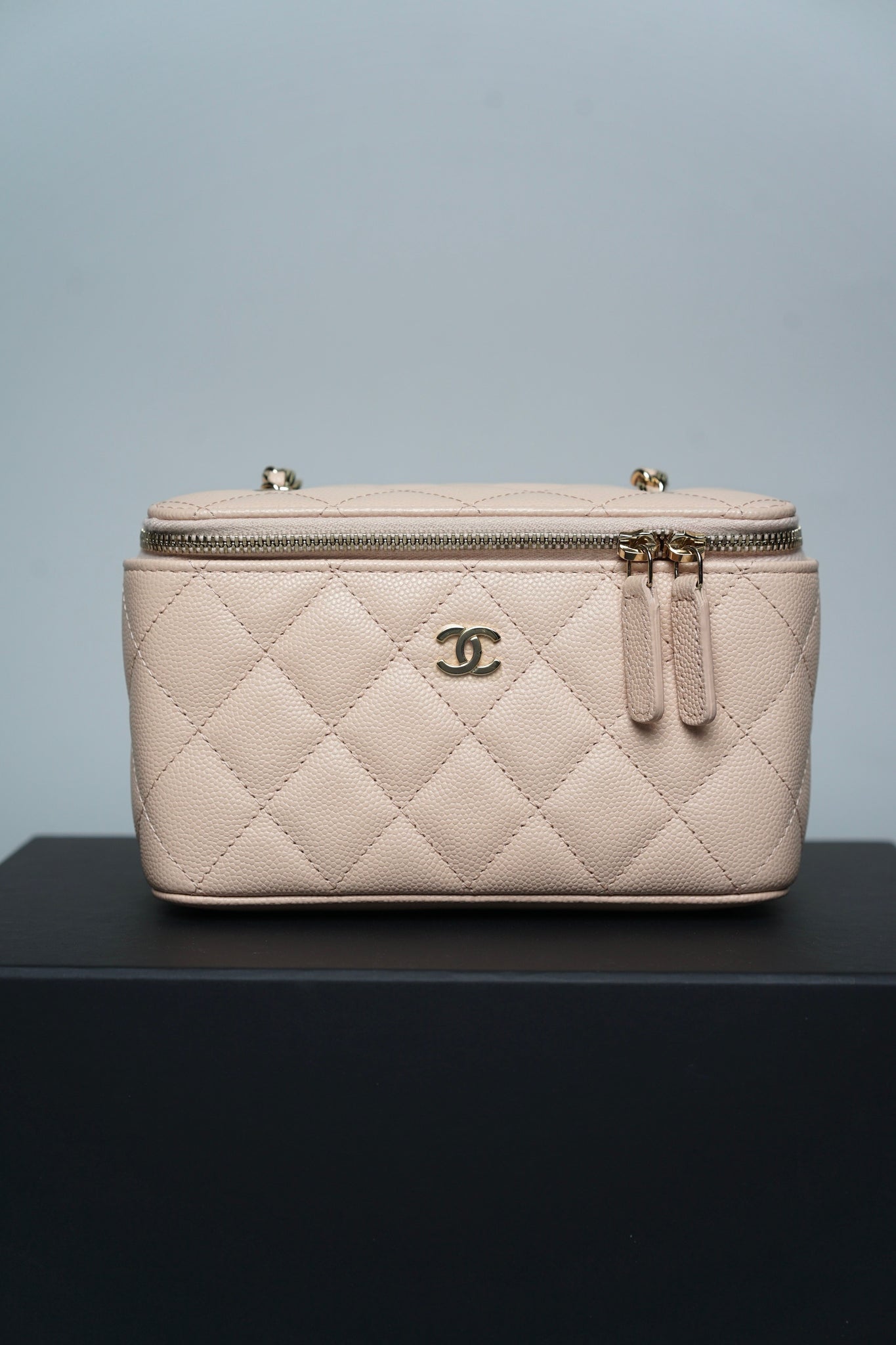 Chanel Mini Vanity Case in Beige Claire Caviar Lghw