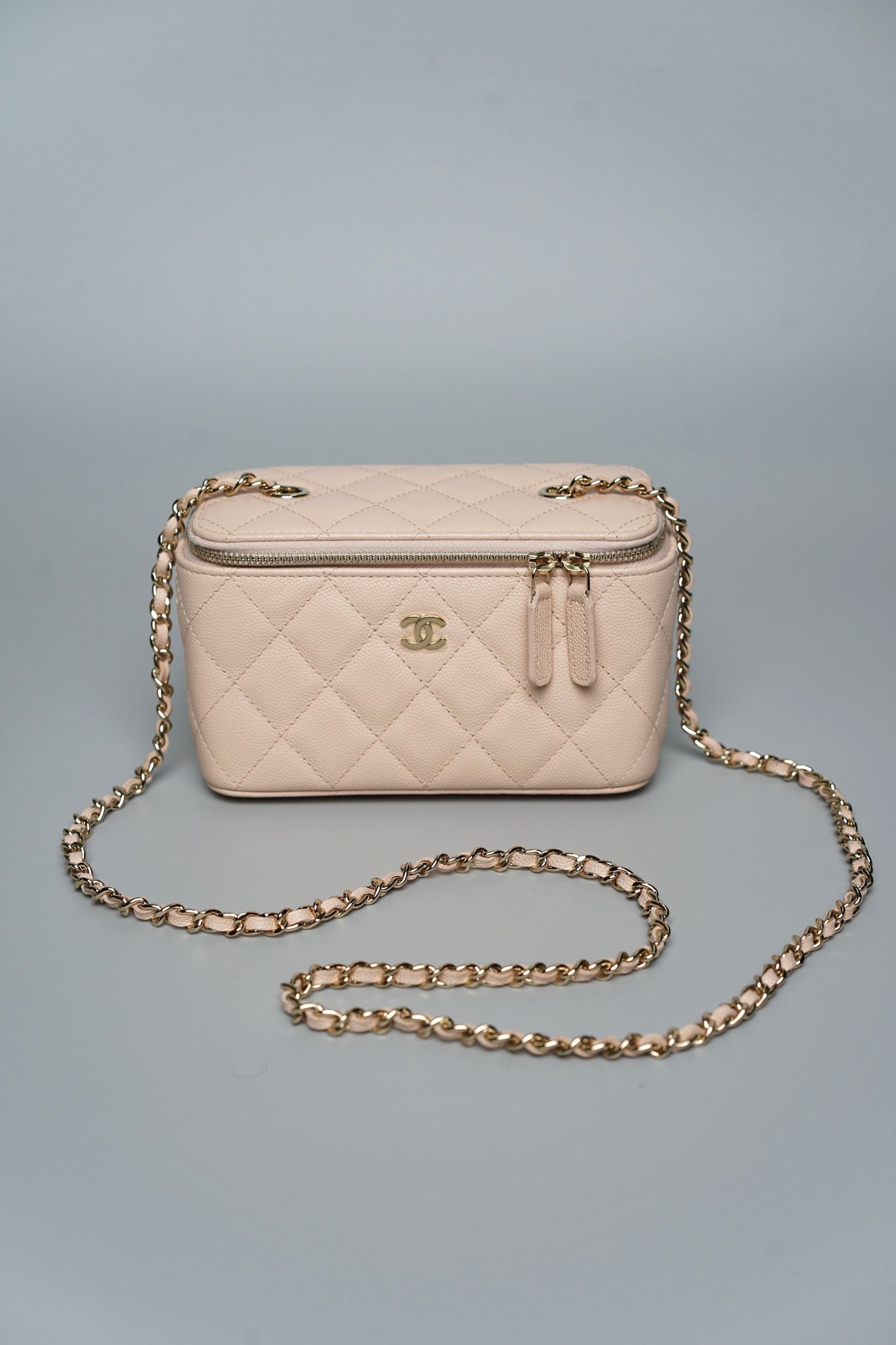 Chanel Mini Vanity Case in Beige Claire Caviar Lghw