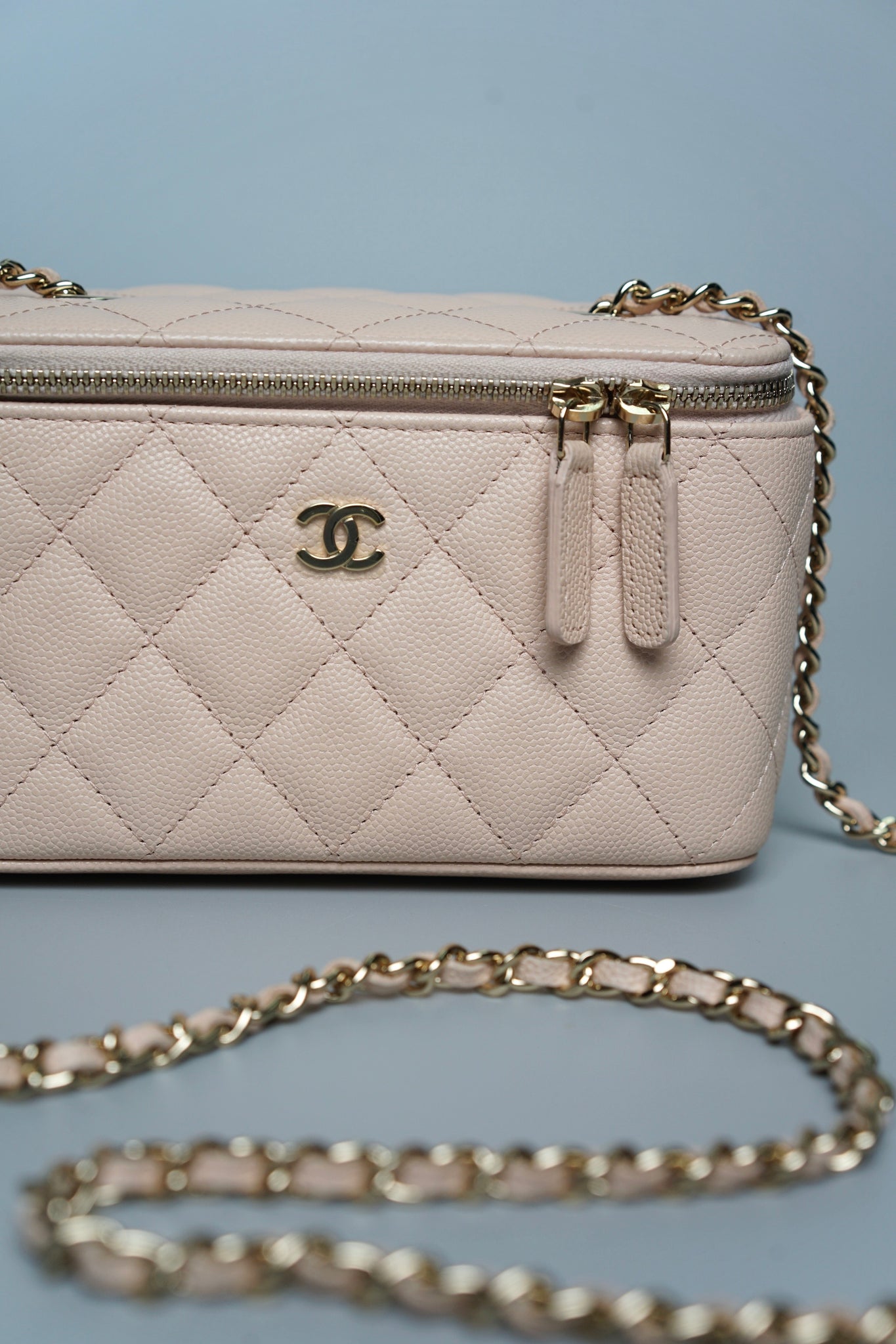 Chanel Mini Vanity Case in Beige Claire Caviar Lghw
