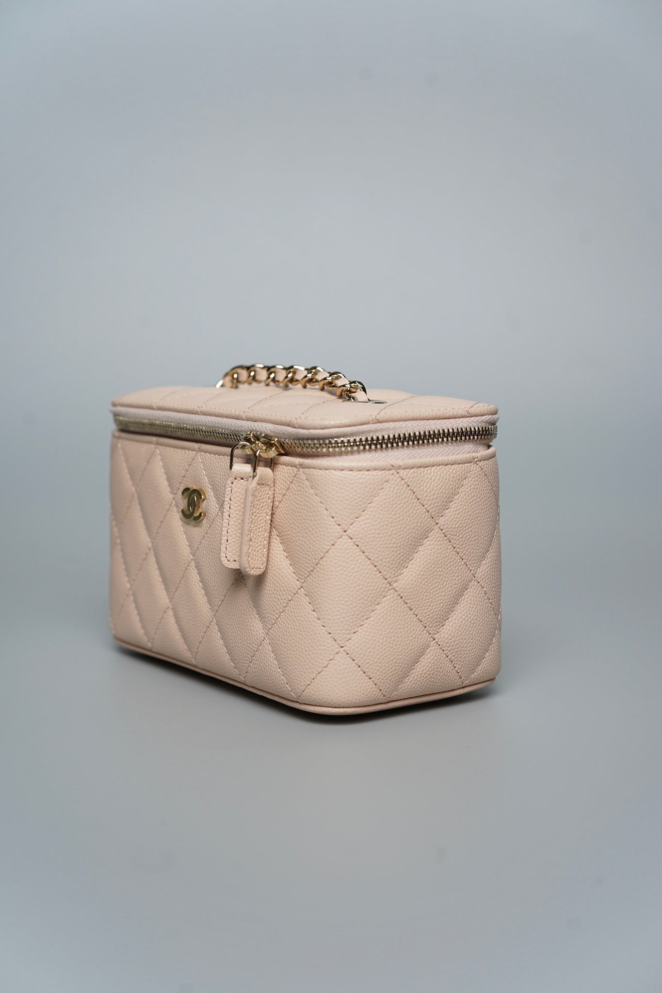 Chanel Mini Vanity Case in Beige Claire Caviar Lghw