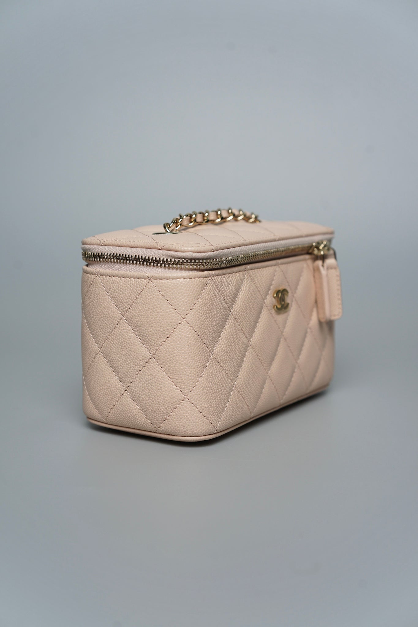 Chanel Mini Vanity Case in Beige Claire Caviar Lghw