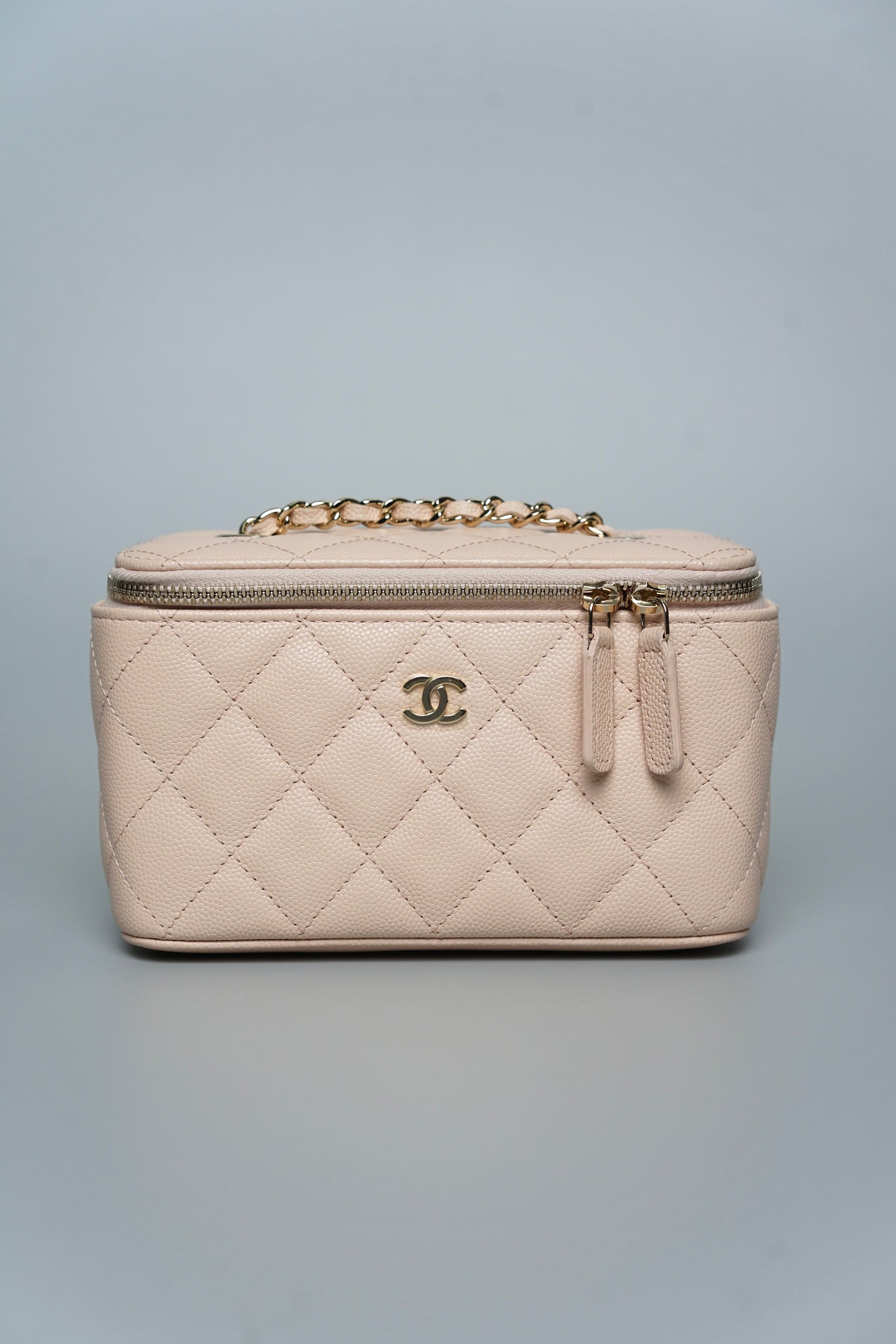 Chanel Mini Vanity Case in Beige Claire Caviar Lghw