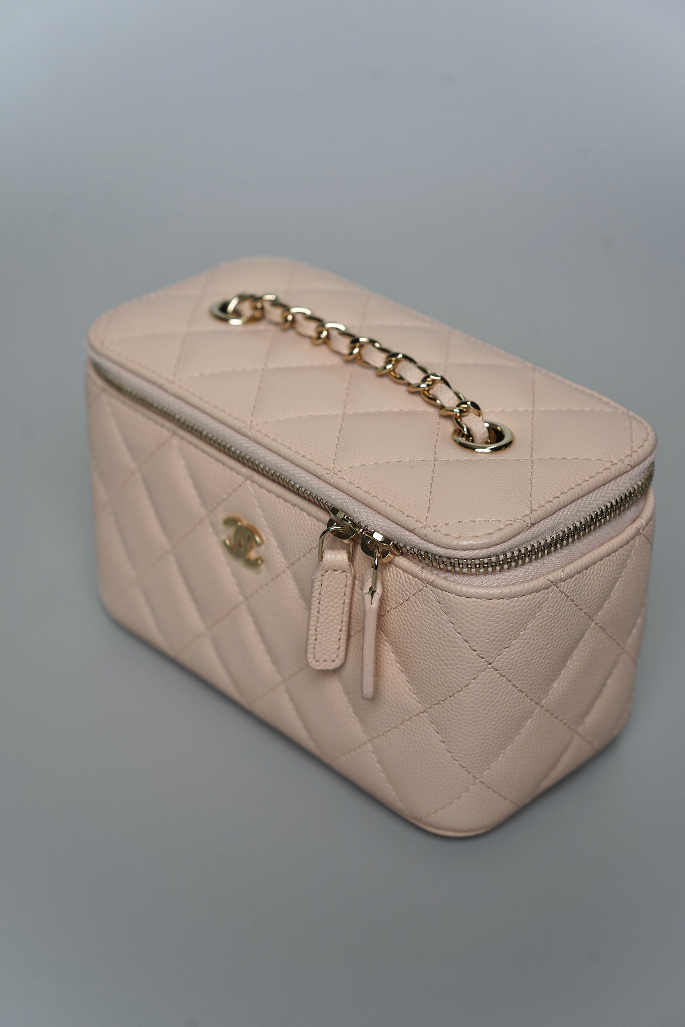 Chanel Mini Vanity Case in Beige Claire Caviar Lghw