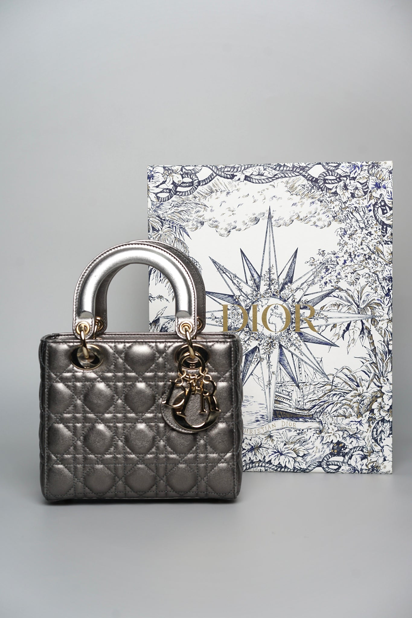 Small Lady Dior My ABCDior in Metallic Gunmetal Lambskin Lghw
