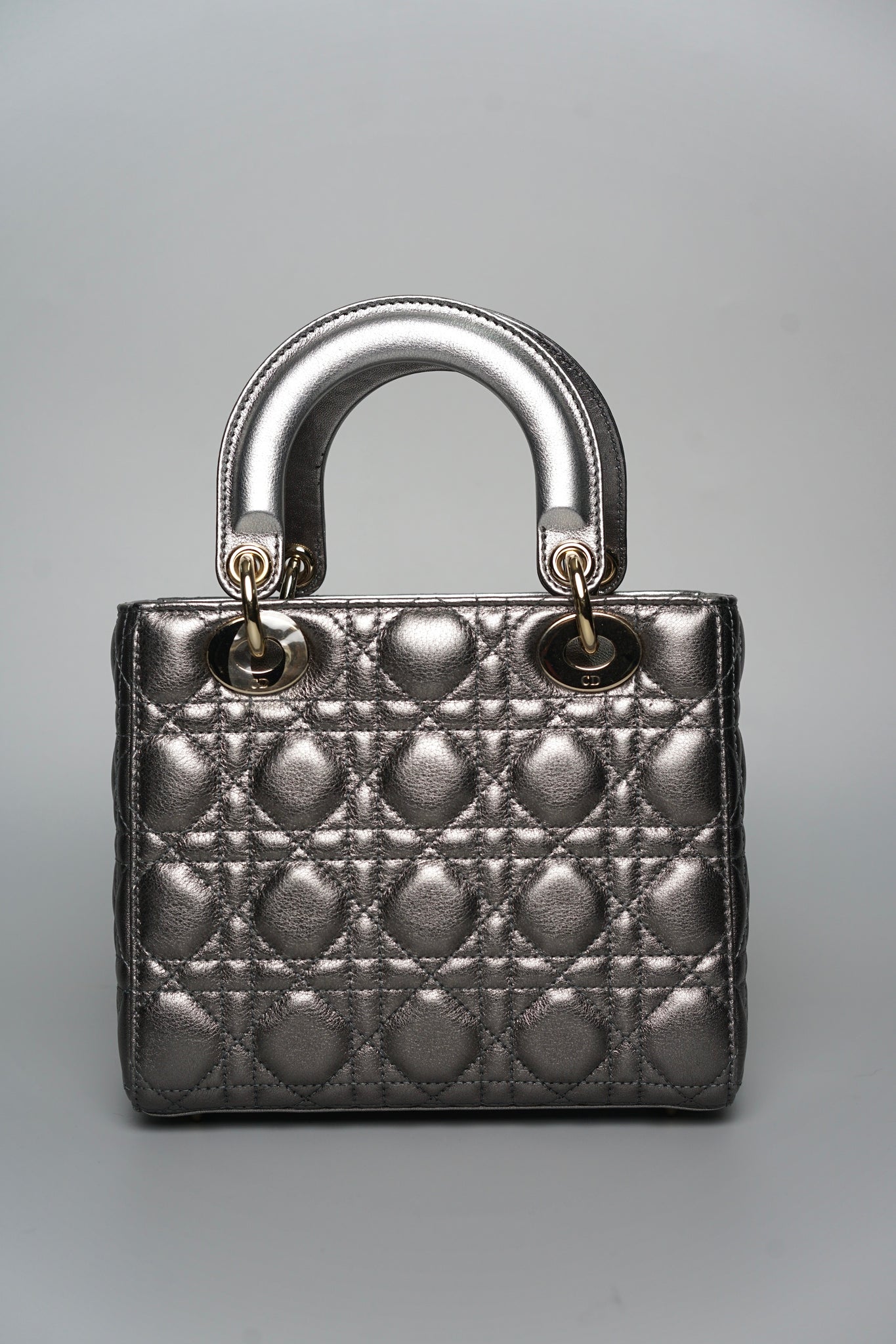 Small Lady Dior My ABCDior in Metallic Gunmetal Lambskin Lghw