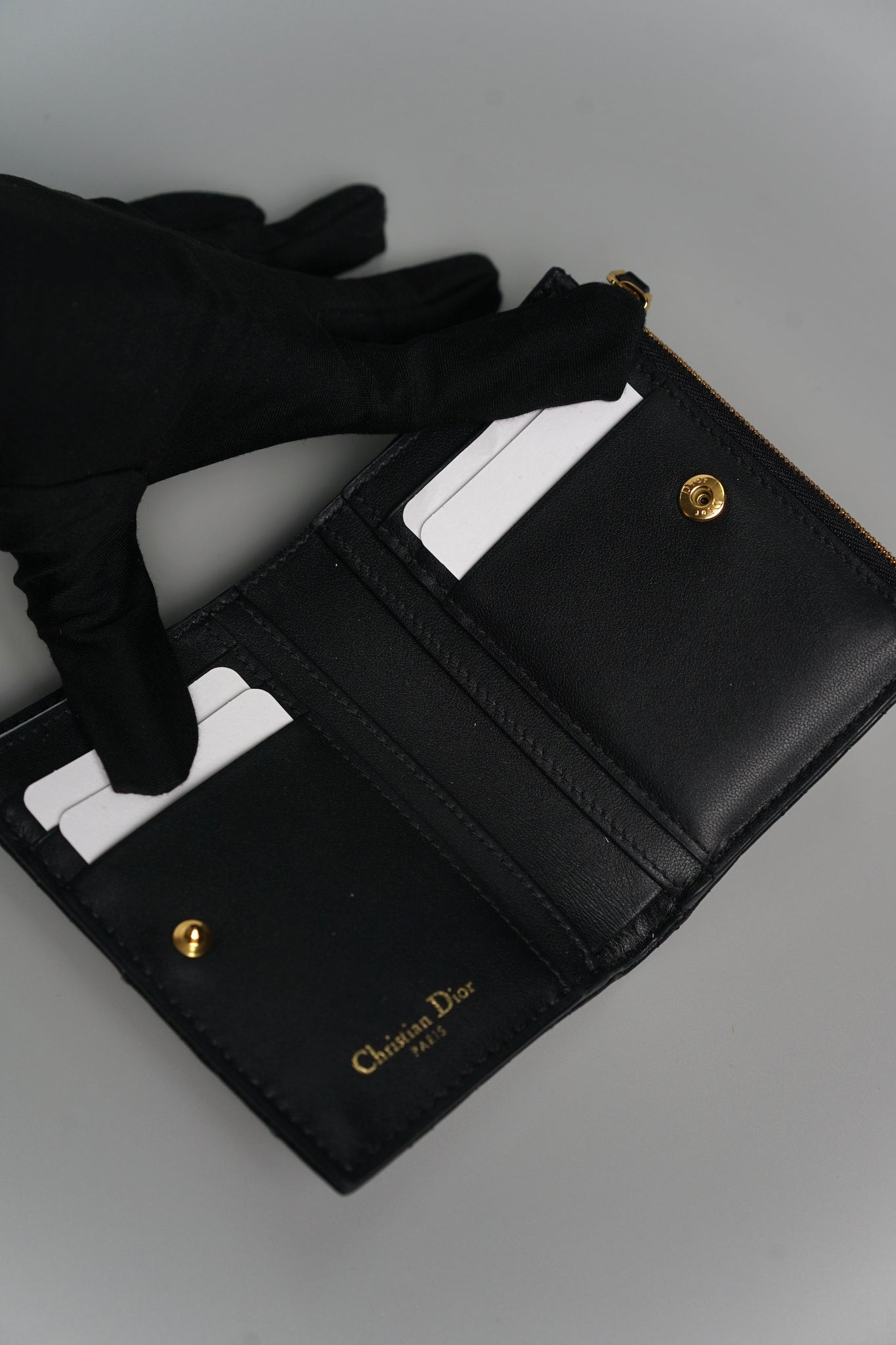 Dior Caro Dahlia Wallet in Black