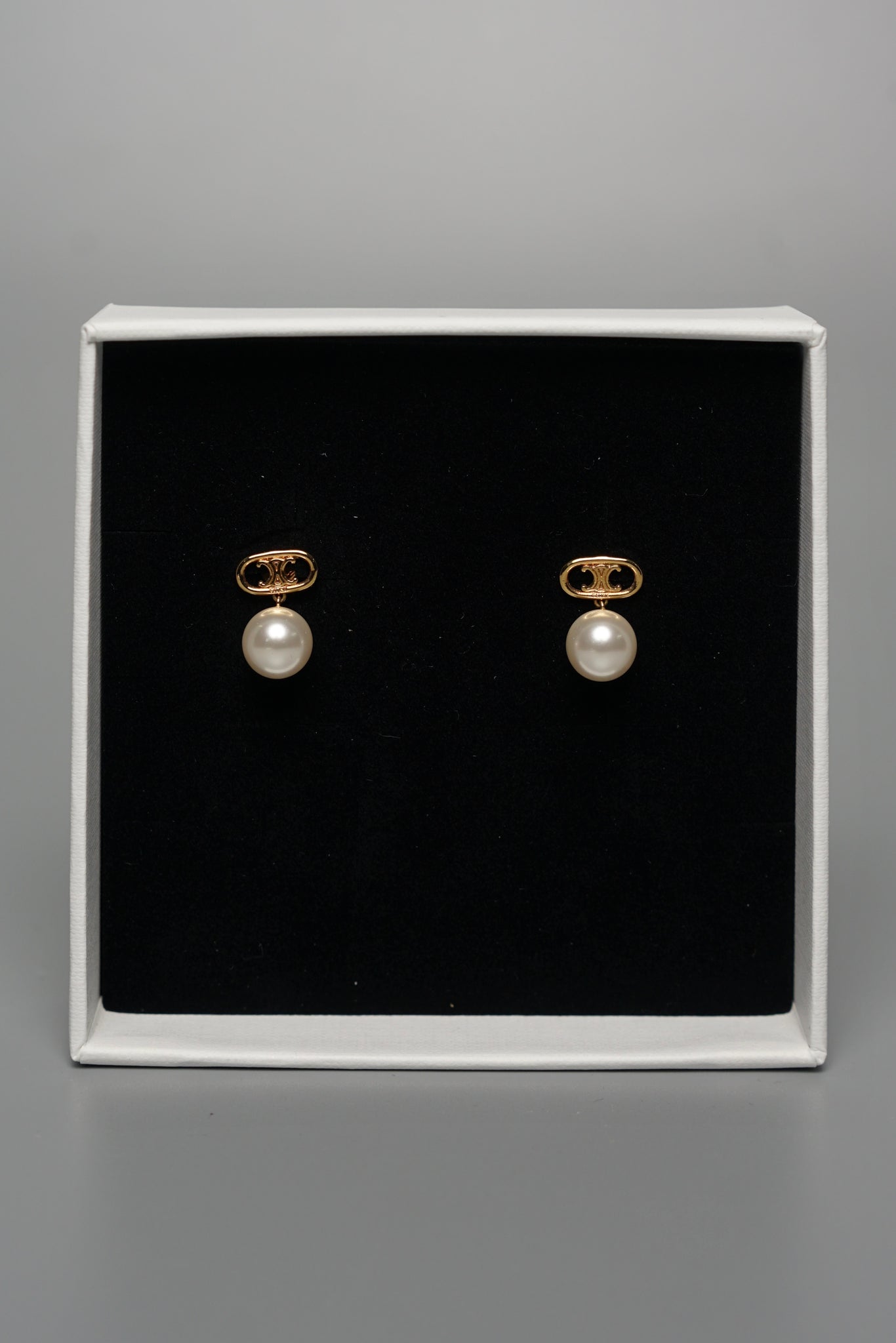 Celine Pearl Earrings in Gold / Ivory (Brand New)