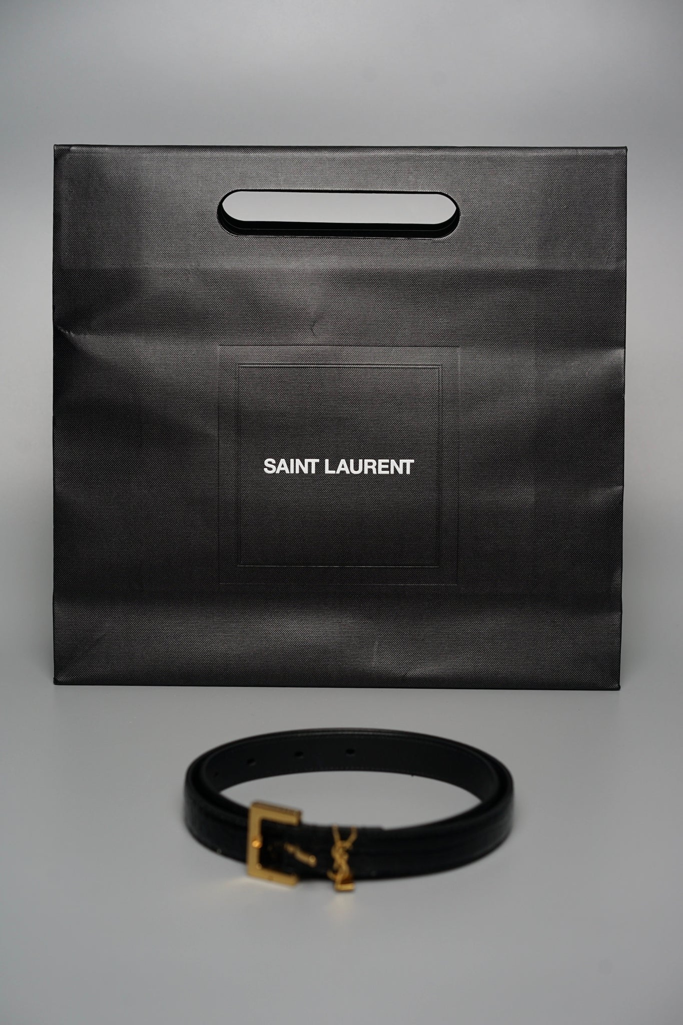 Saint Laurent Cassandre Belt in Black Ghw