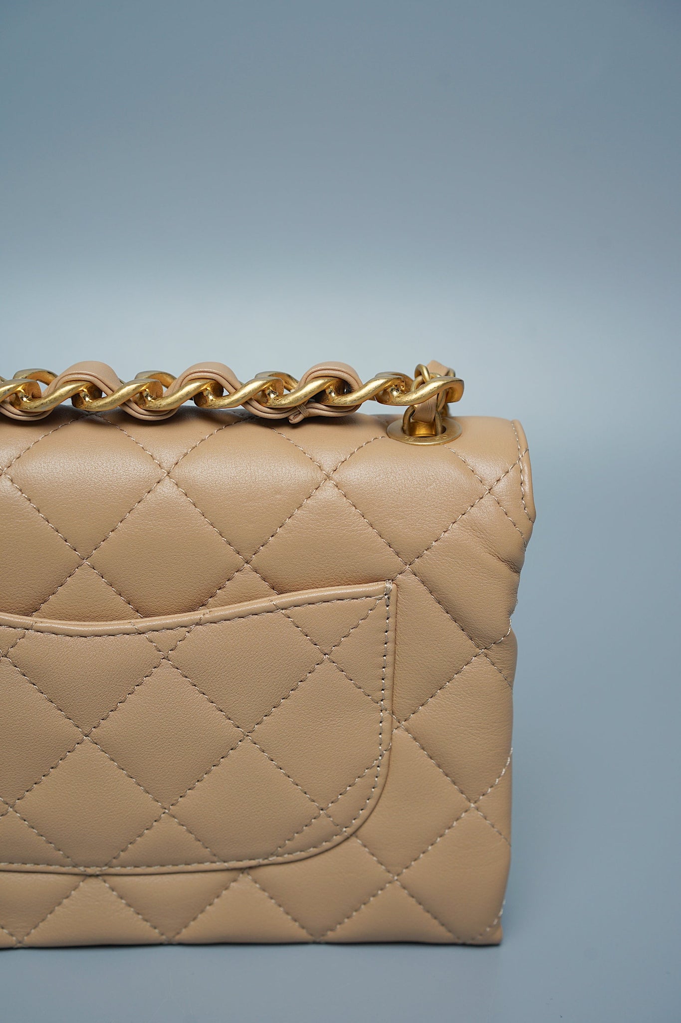 Chanel Small Flap Bag in Dark Beige Lambskin Ghw (Brand New)