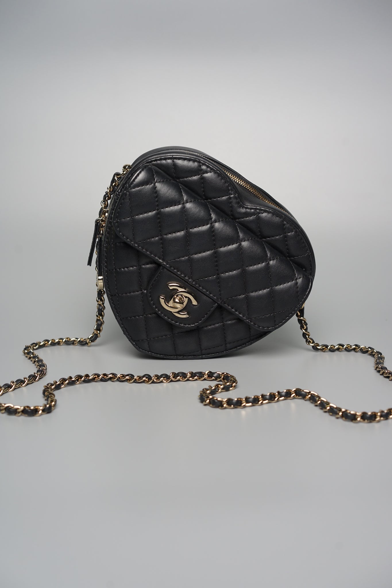 Chanel Heart Bag in Black Lambskin Shw