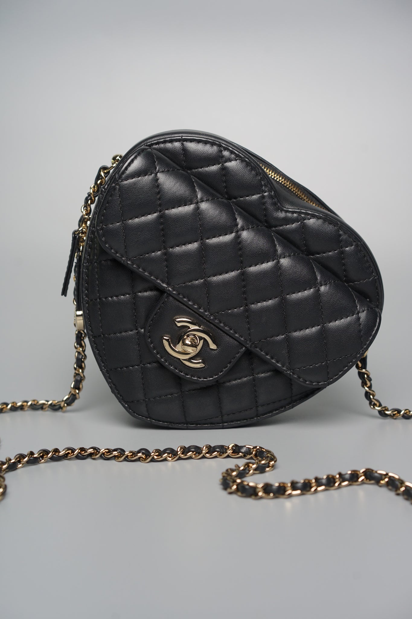 Chanel Heart Bag in Black Lambskin Shw