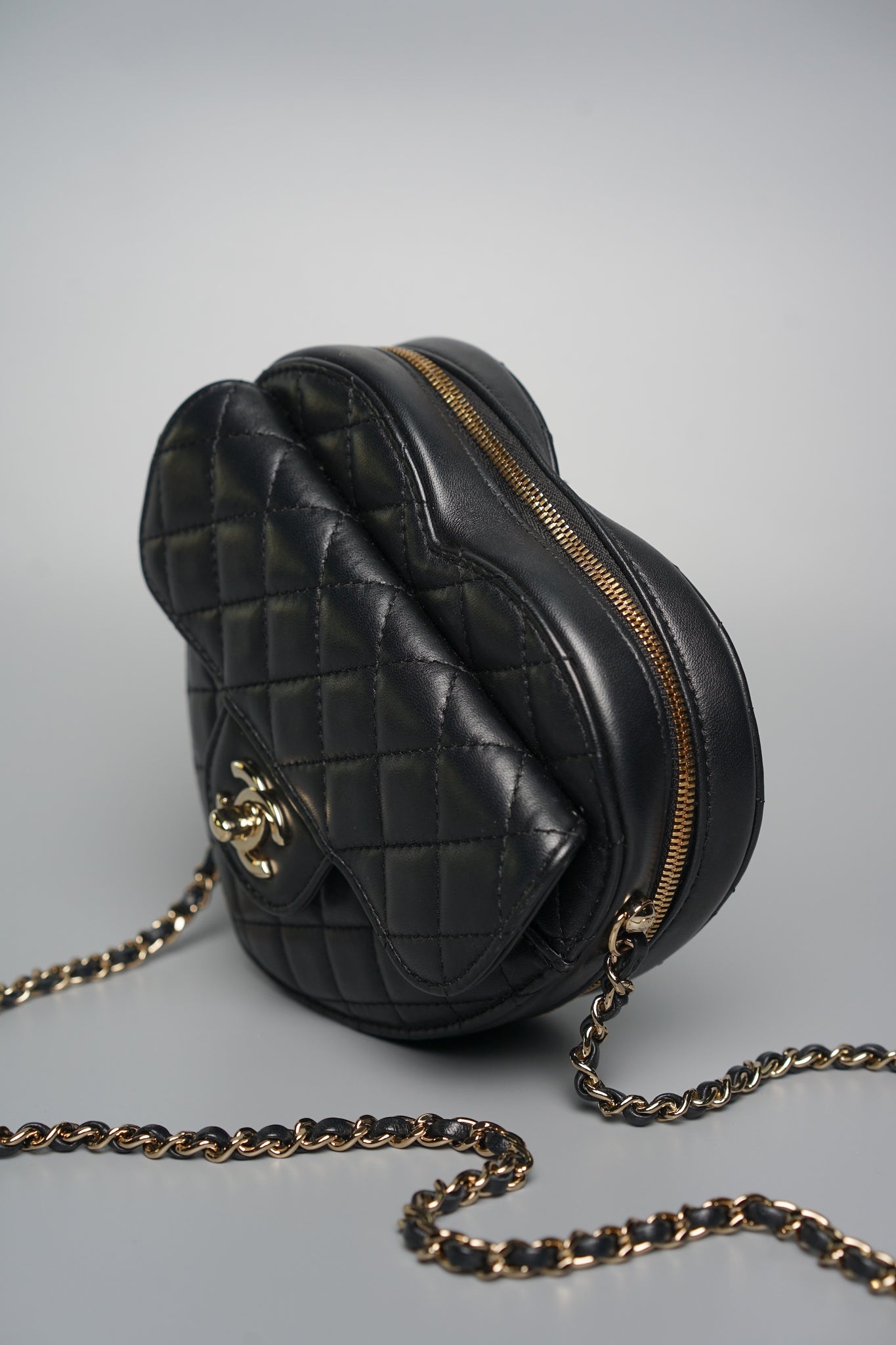 Chanel Heart Bag in Black Lambskin Shw