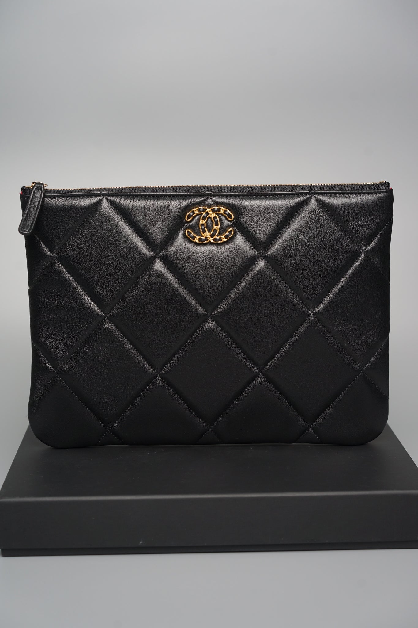 Chanel 19 O' Case Clutch in Black Lambskin Ghw