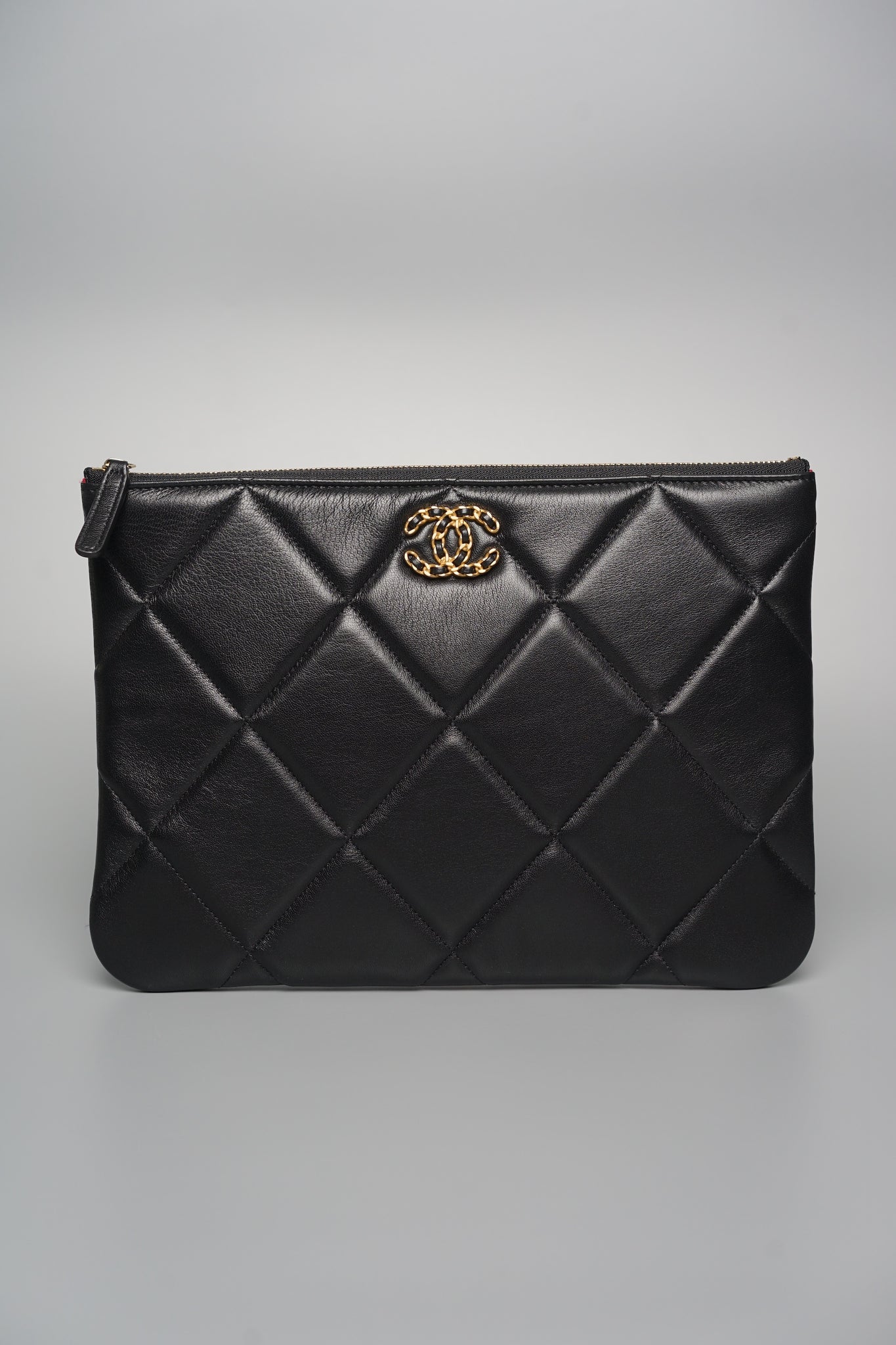 Chanel 19 O' Case Clutch in Black Lambskin Ghw