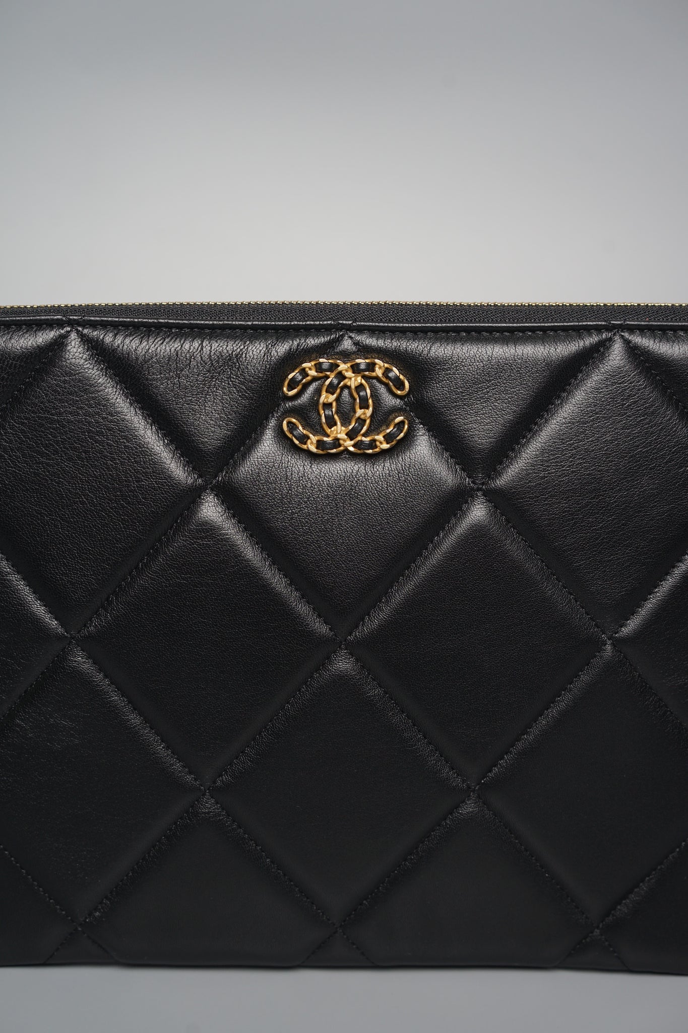 Chanel 19 O' Case Clutch in Black Lambskin Ghw