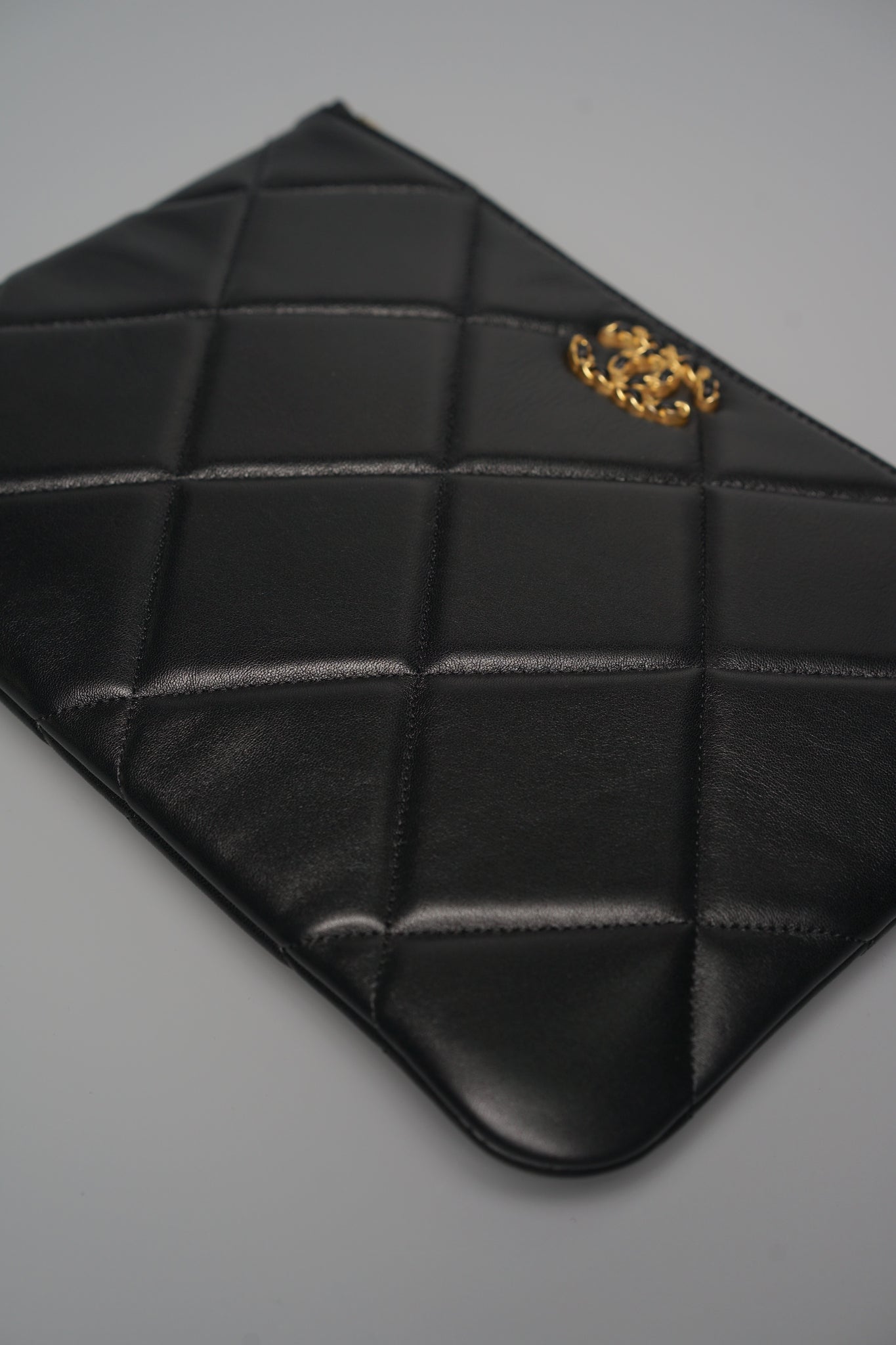 Chanel 19 O' Case Clutch in Black Lambskin Ghw