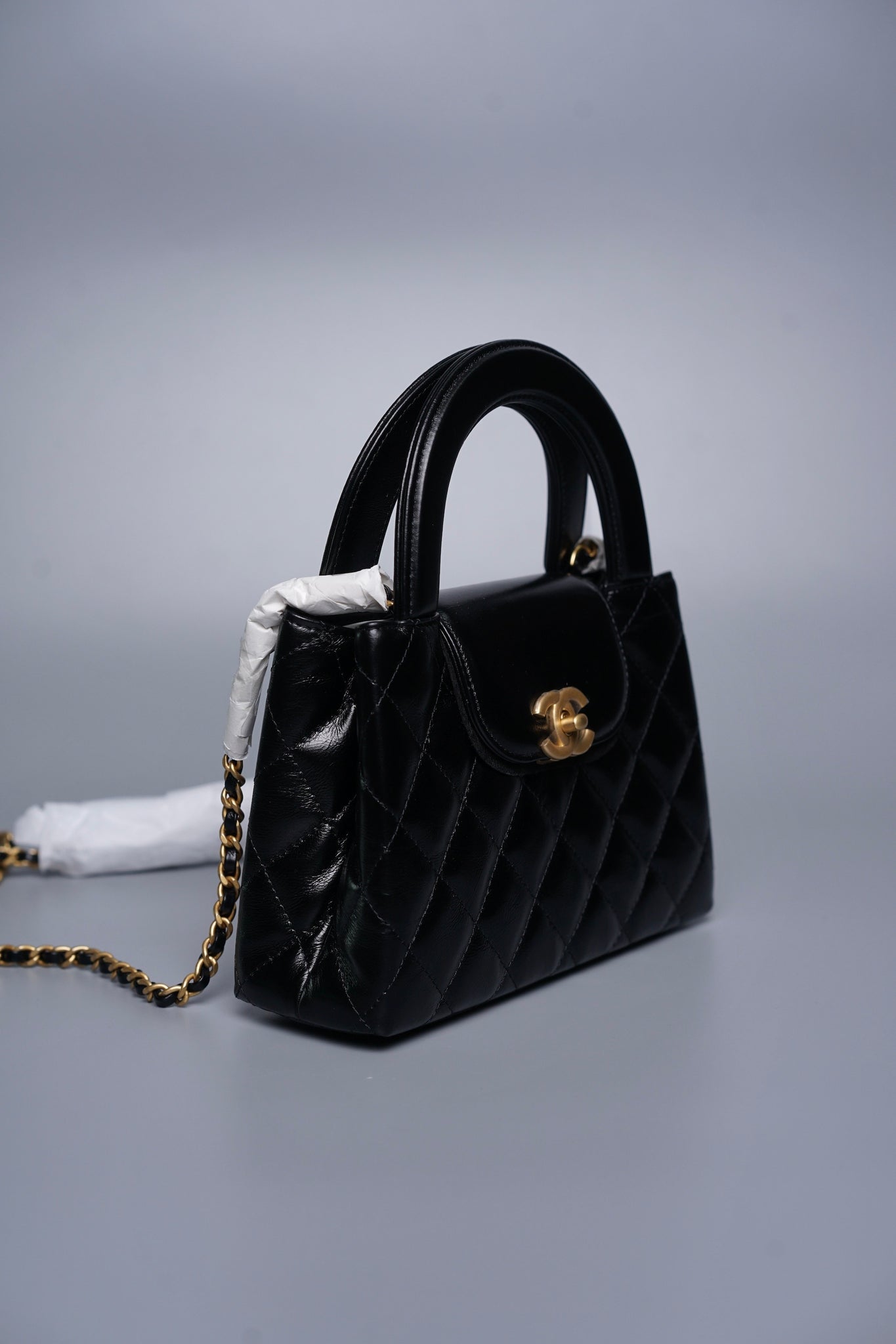 Chanel Kelly Mini in Black Shiny Calfskin Ghw (Brand New)