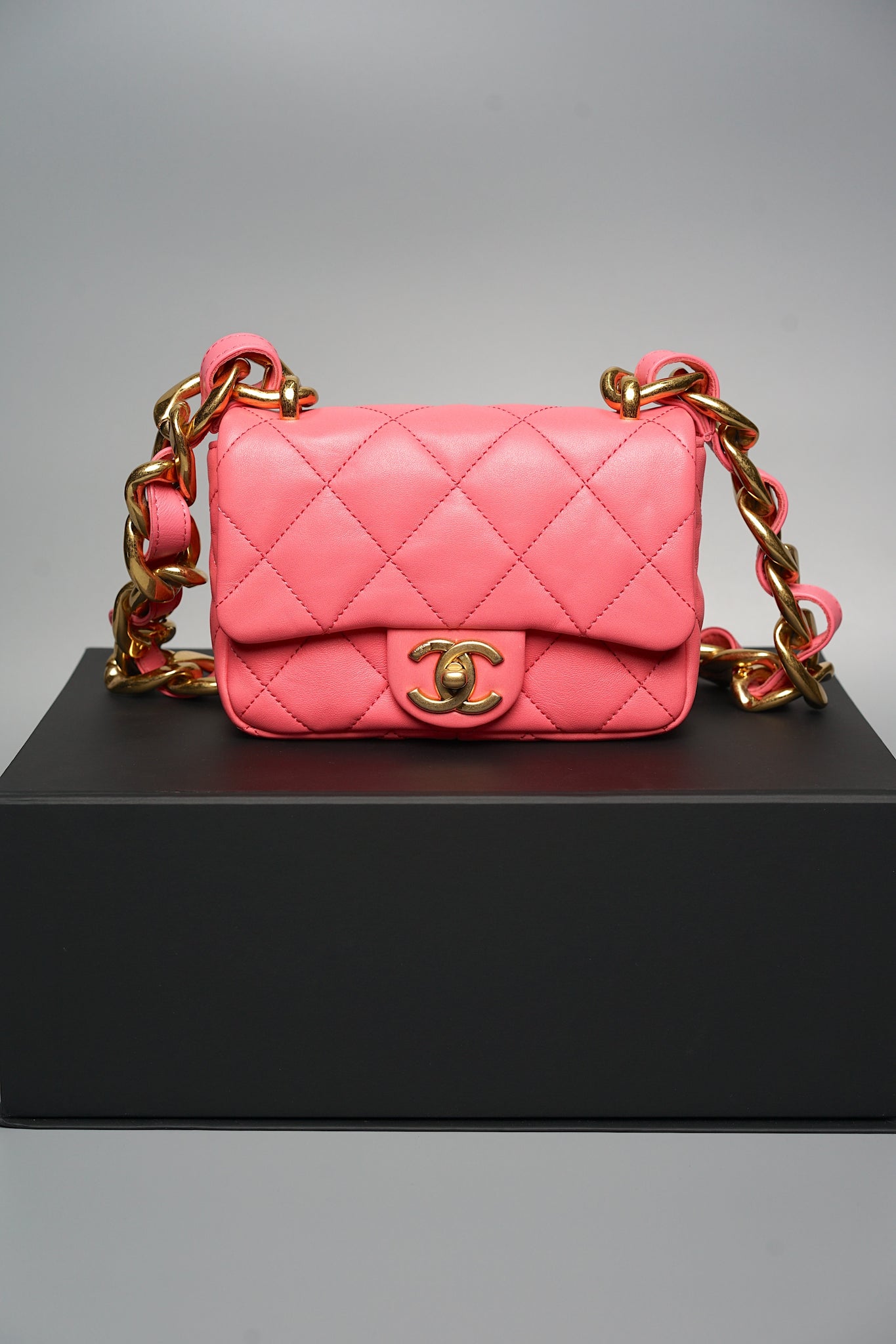 Chanel 22S Mini Flap in Coral Pink Lambskin Bghw
