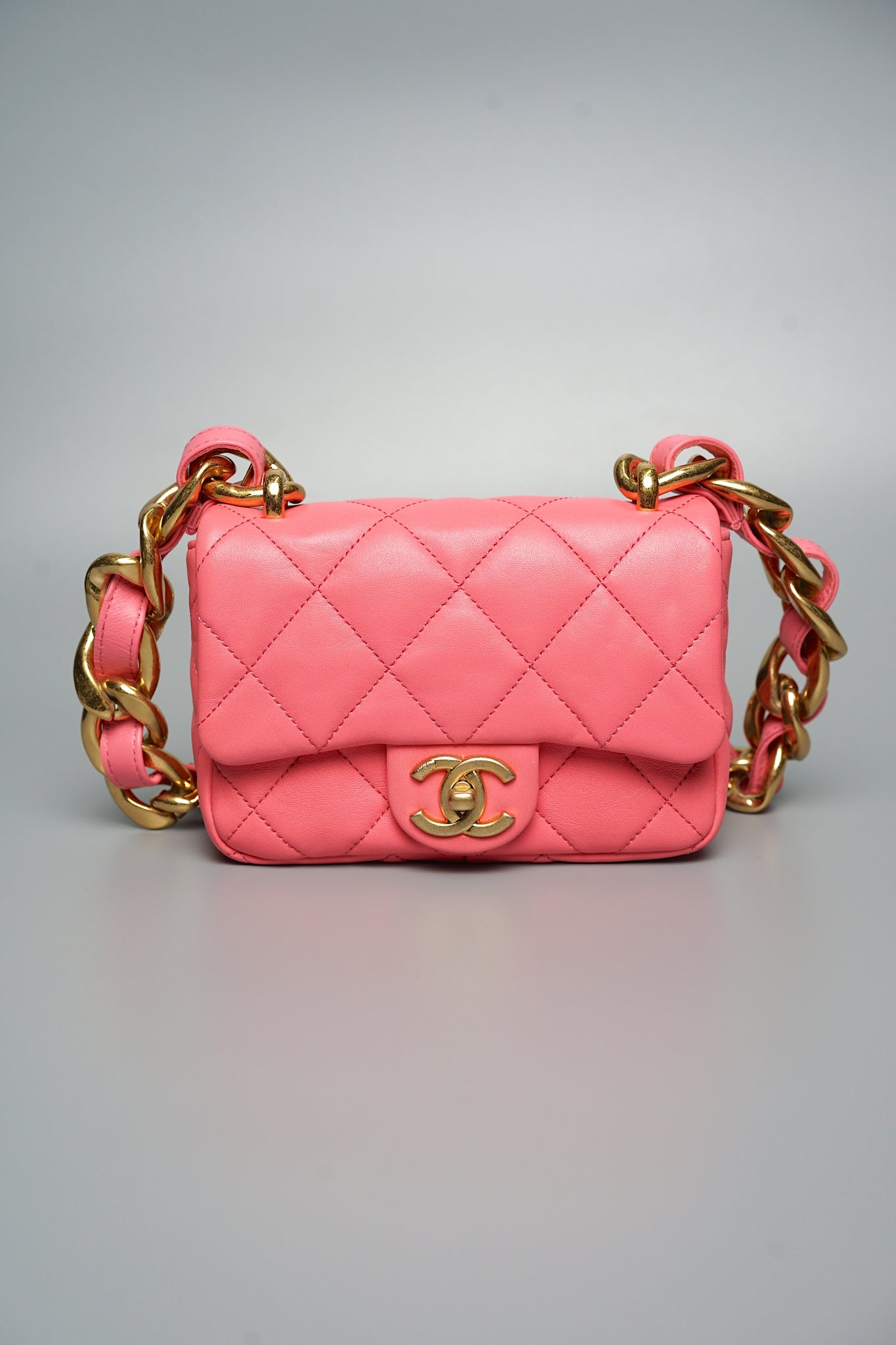Chanel 22S Mini Flap in Coral Pink Lambskin Bghw
