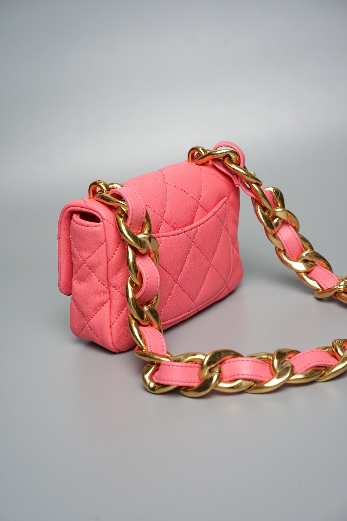 Chanel 22S Mini Flap in Coral Pink Lambskin Bghw