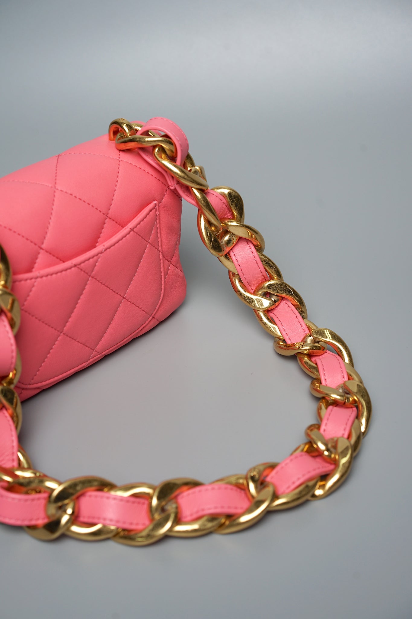 Chanel 22S Mini Flap in Coral Pink Lambskin Bghw