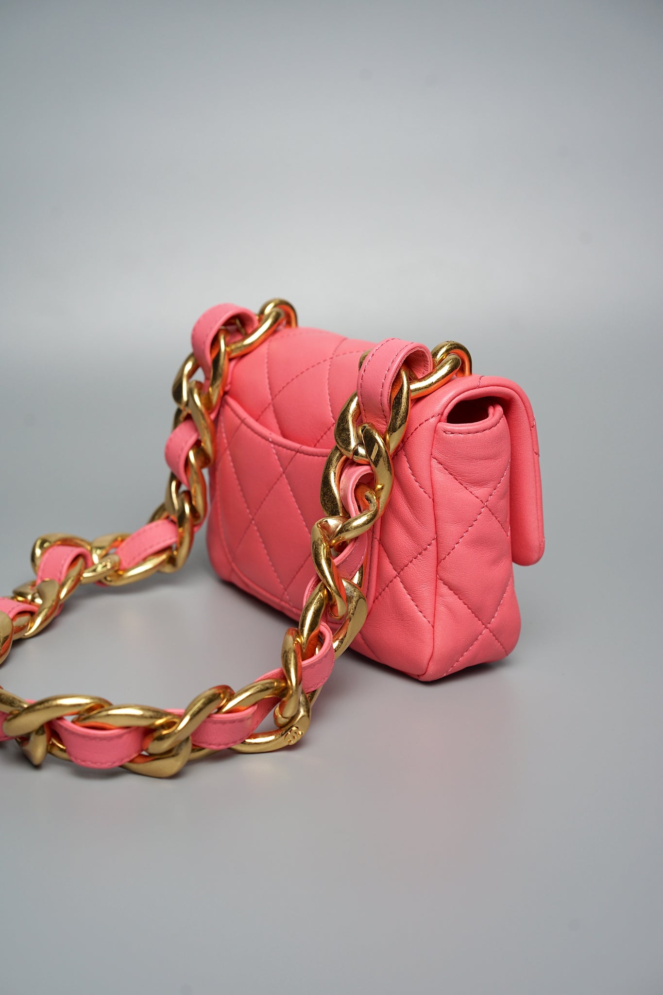 Chanel 22S Mini Flap in Coral Pink Lambskin Bghw