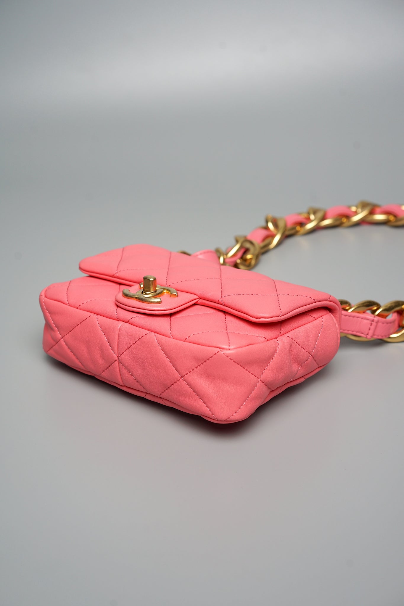 Chanel 22S Mini Flap in Coral Pink Lambskin Bghw