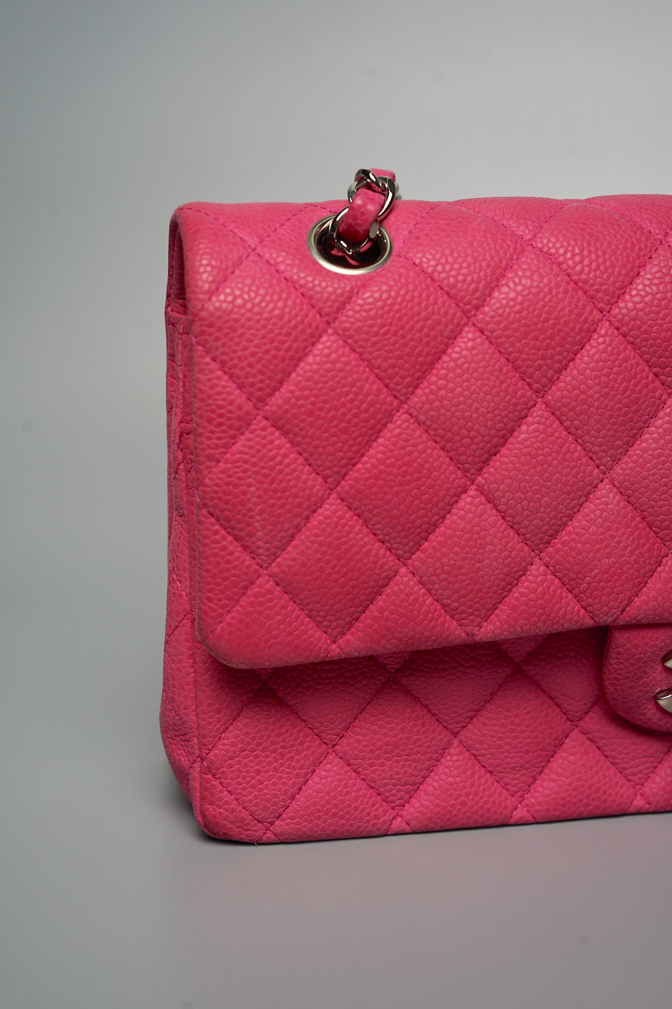 Chanel S18 Classic Double Flap in Hot Pink Fuchsia Caviar Shw