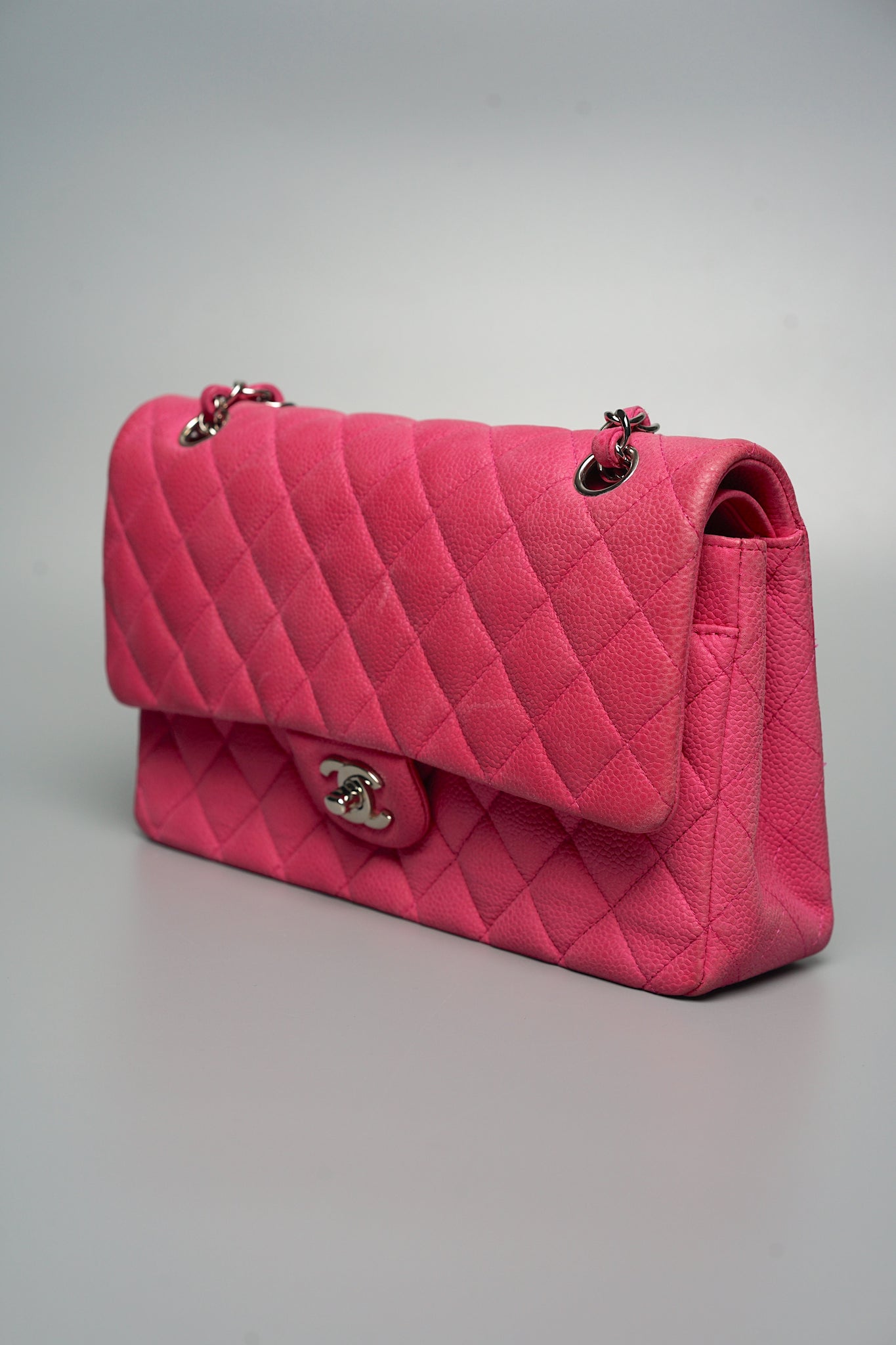 Chanel S18 Classic Double Flap in Hot Pink Fuchsia Caviar Shw