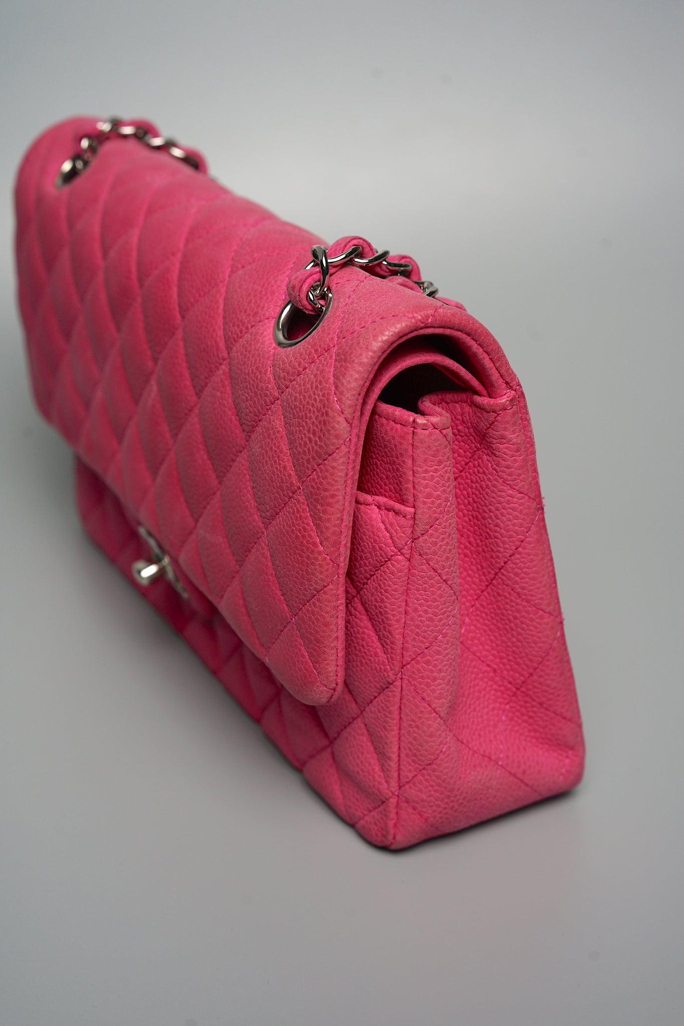 Chanel S18 Classic Double Flap in Hot Pink Fuchsia Caviar Shw