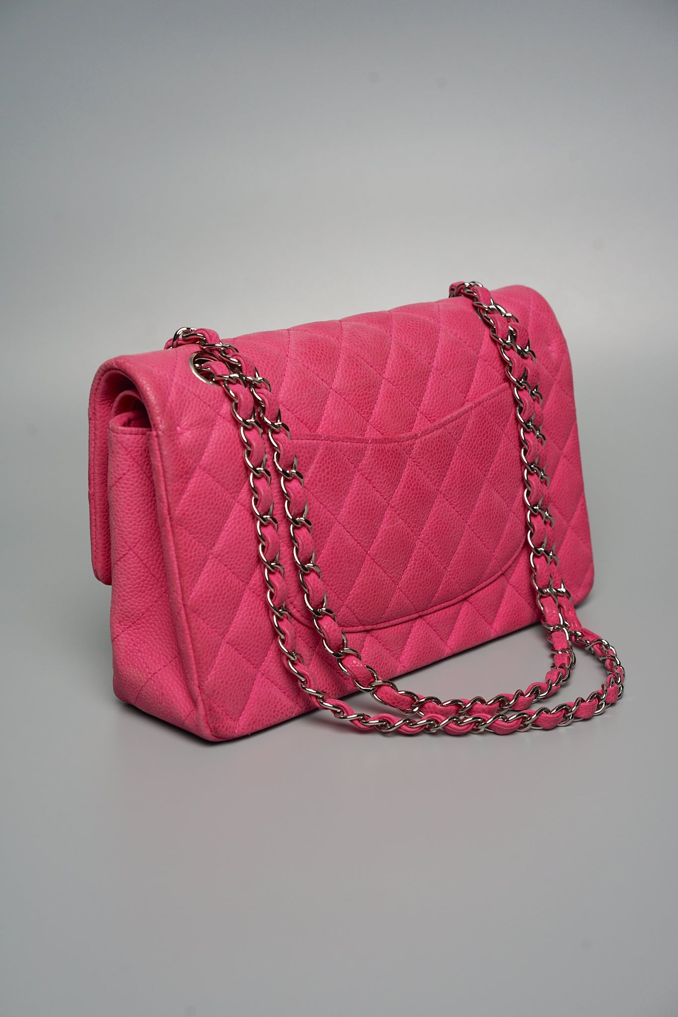 Chanel S18 Classic Double Flap in Hot Pink Fuchsia Caviar Shw