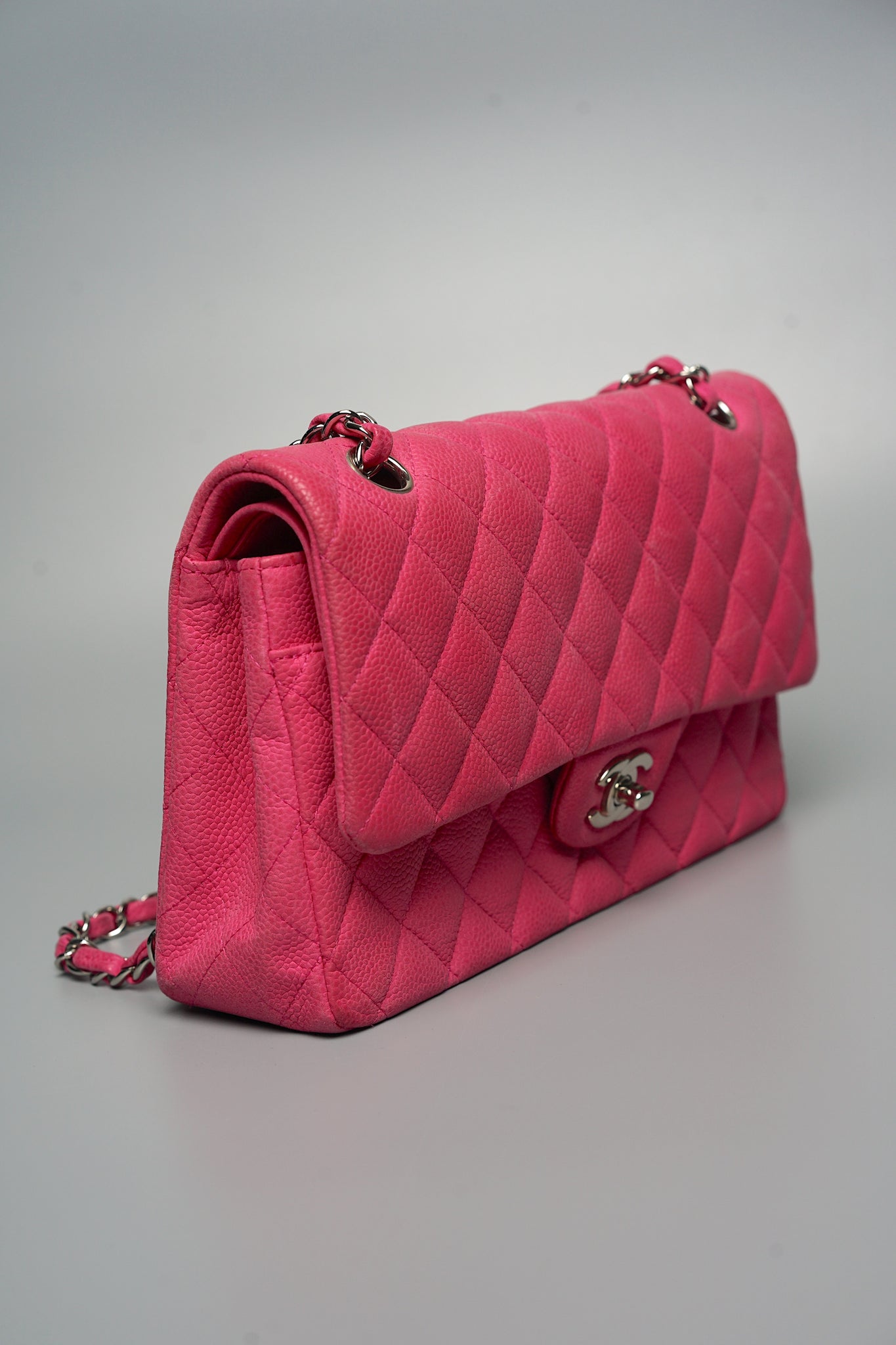 Chanel S18 Classic Double Flap in Hot Pink Fuchsia Caviar Shw