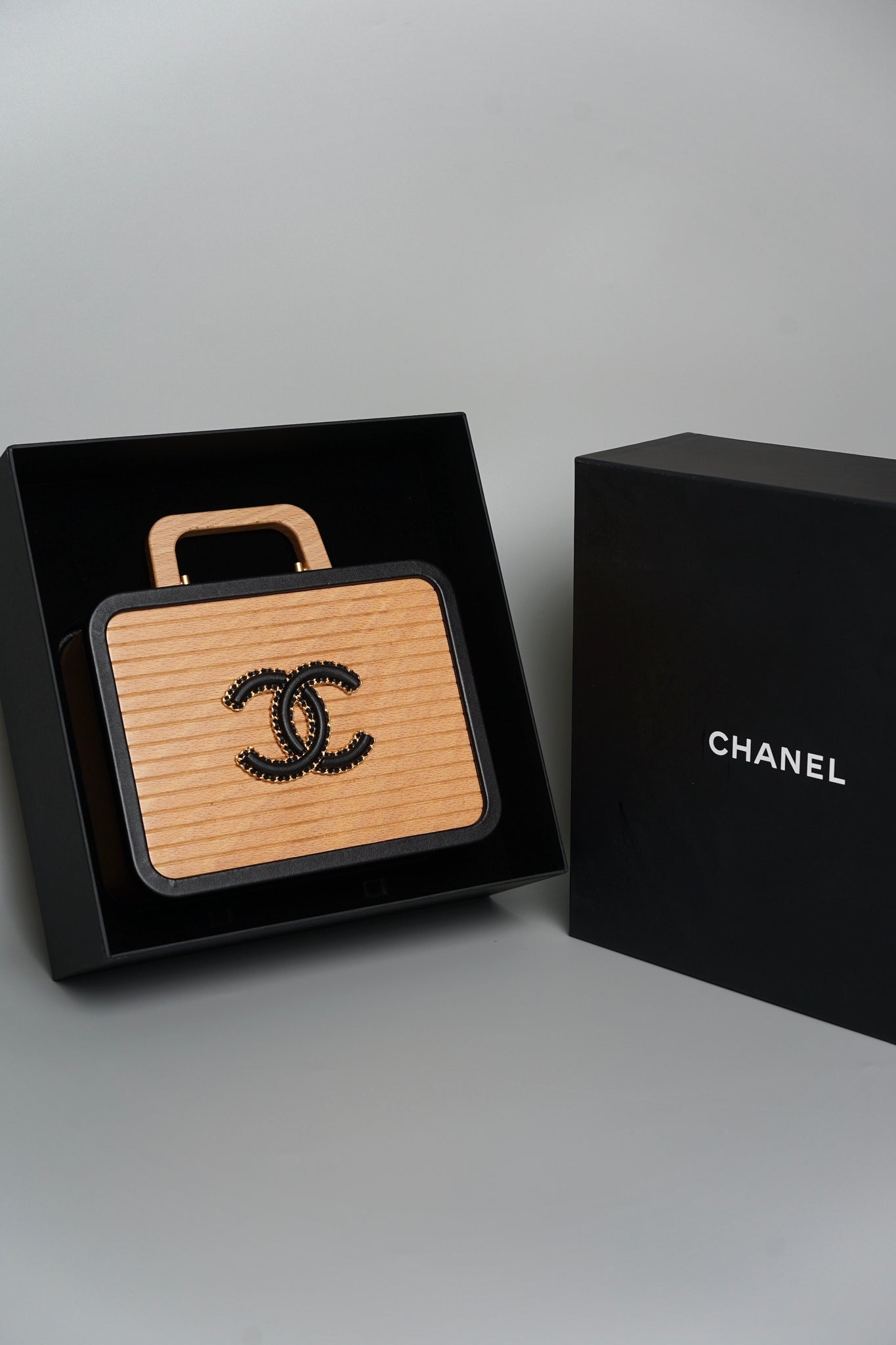 Chanel Beech Wood Case Vanity in Black Beige Ghw (Brand New)