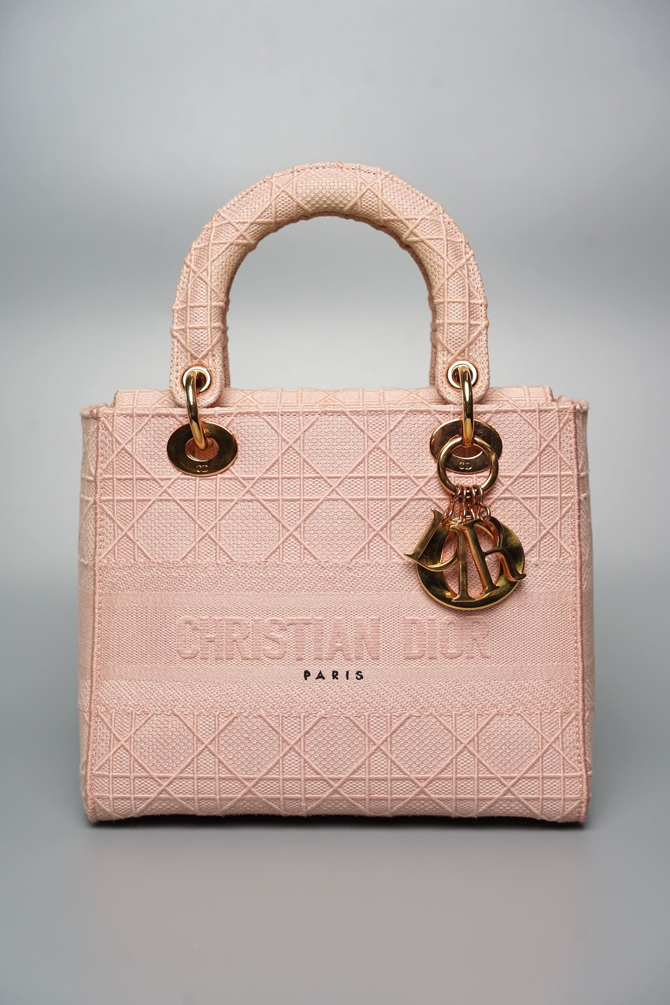 Lady Dior Medium D-lite Cannage Embroidery in Pink Rghw