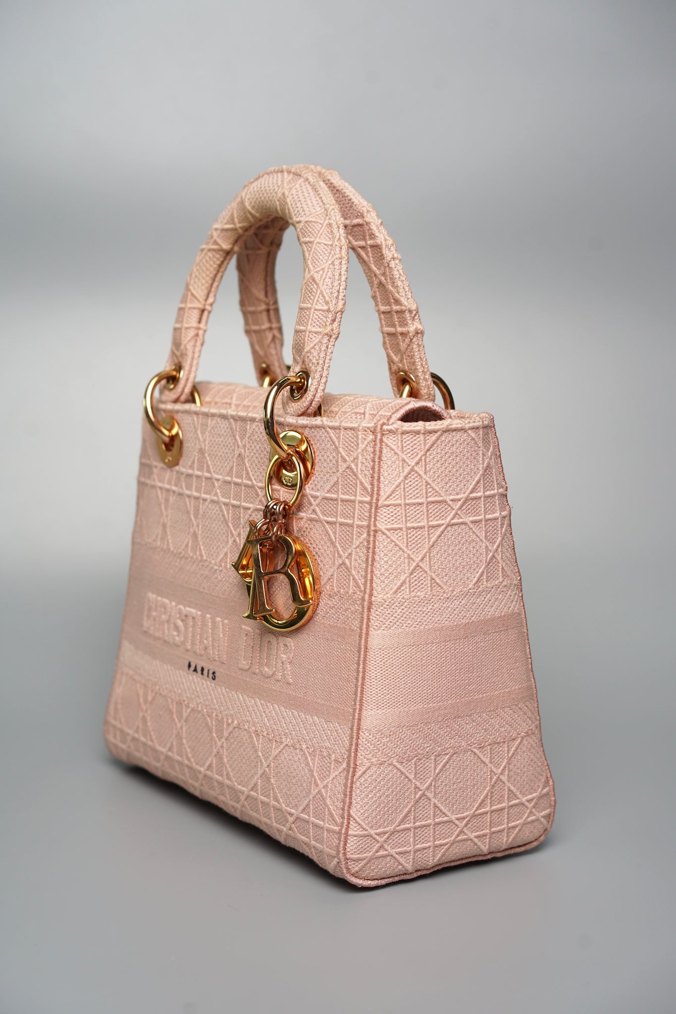 Lady Dior Medium D-lite Cannage Embroidery in Pink Rghw