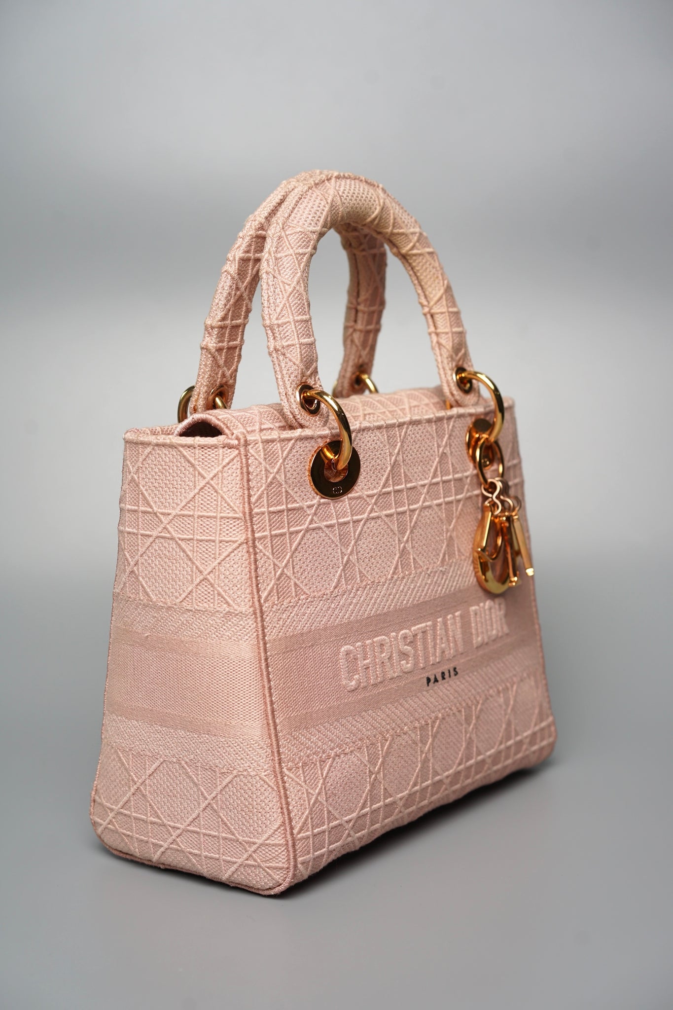 Lady Dior Medium D-lite Cannage Embroidery in Pink Rghw