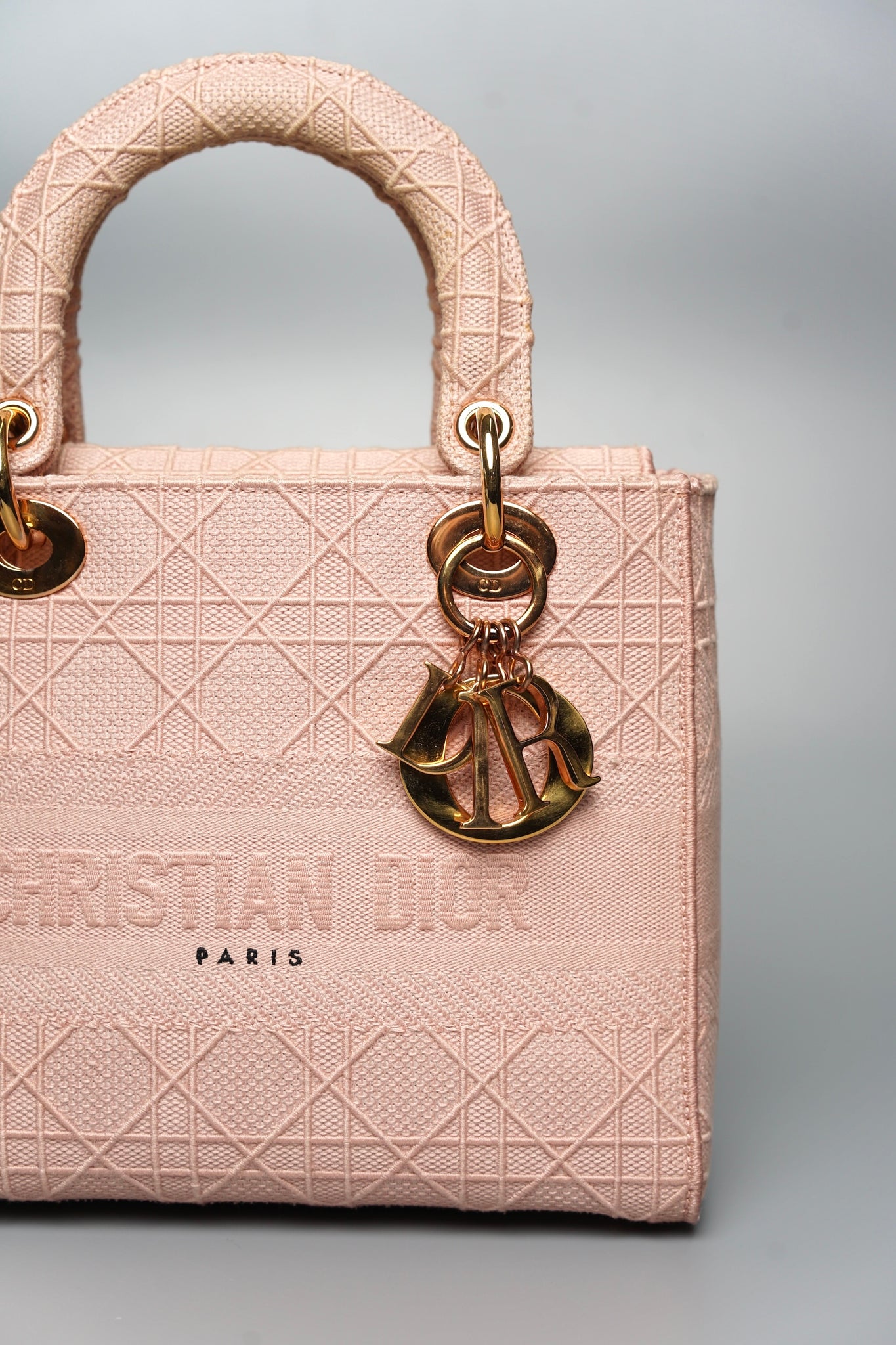 Lady Dior Medium D-lite Cannage Embroidery in Pink Rghw