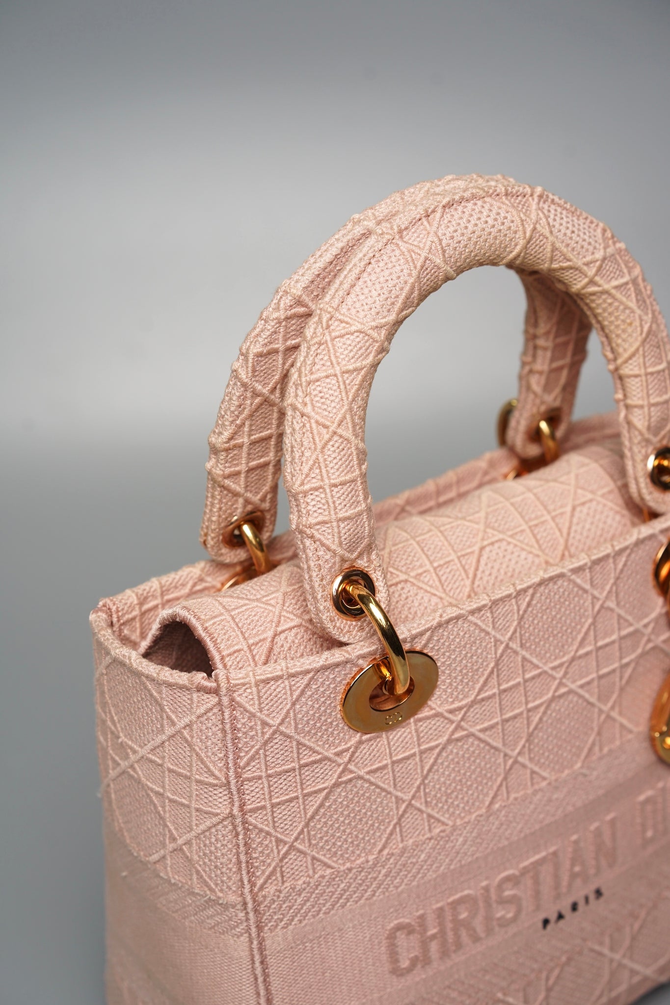 Lady Dior Medium D-lite Cannage Embroidery in Pink Rghw