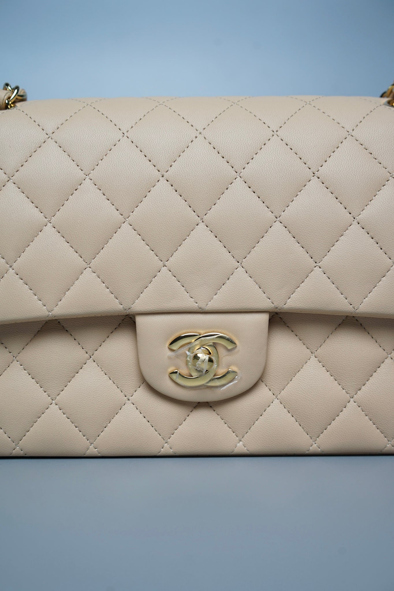 Chanel Classic Medium Double Flap in Beige Lambskin Ghw (Brand New)