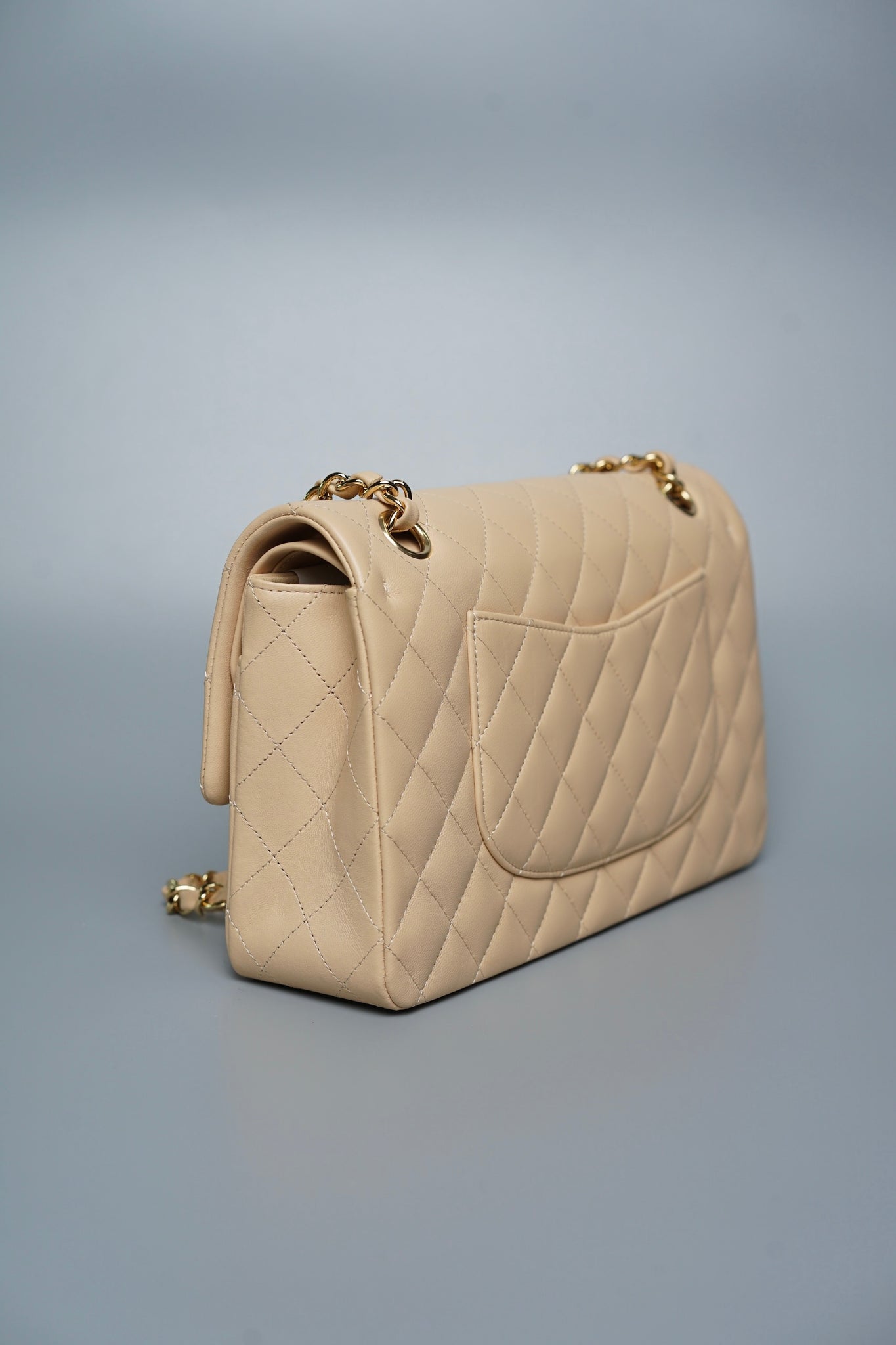 Chanel Classic Medium Double Flap in Beige Lambskin Ghw (Brand New)