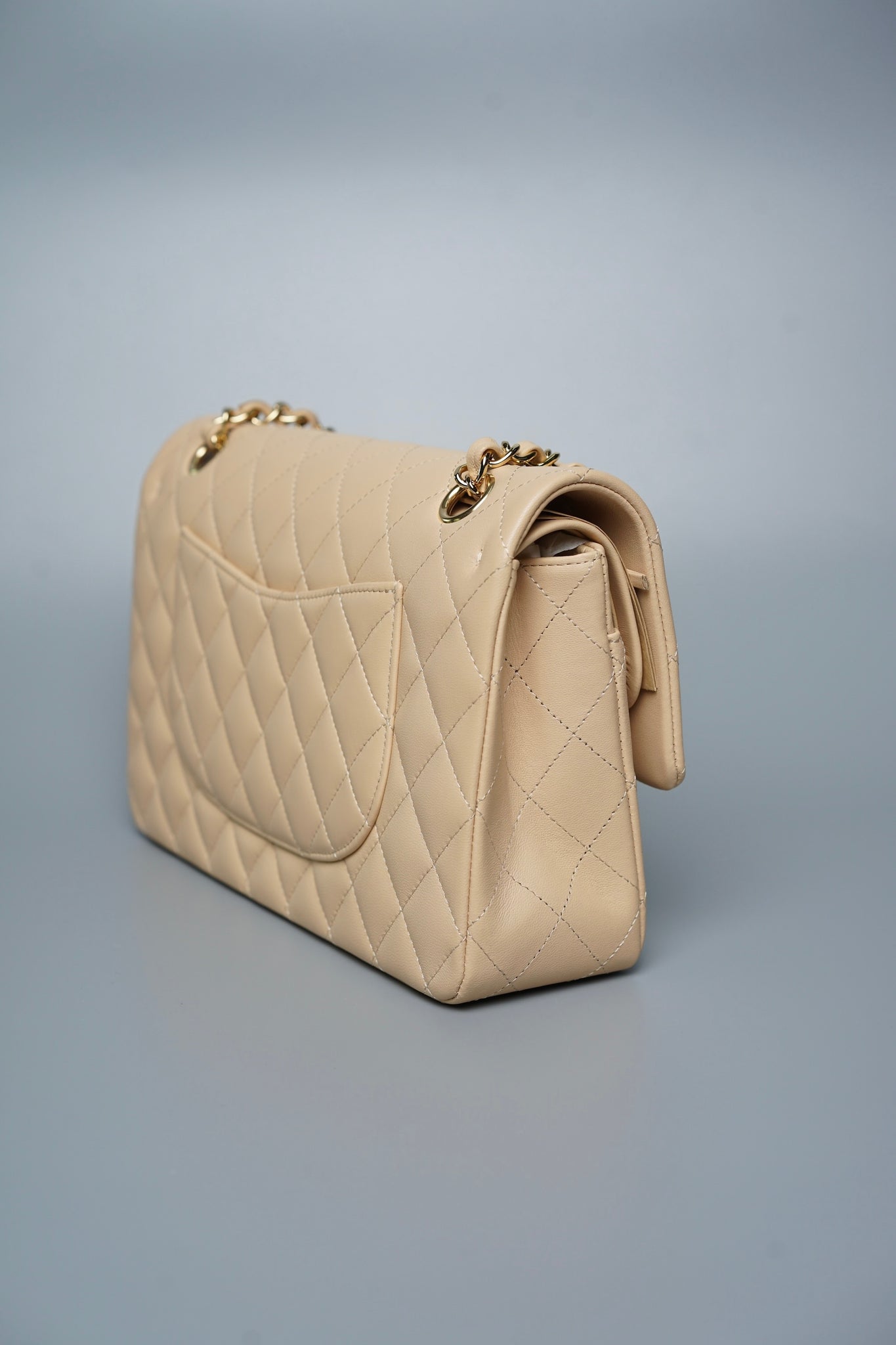 Chanel Classic Medium Double Flap in Beige Lambskin Ghw (Brand New)
